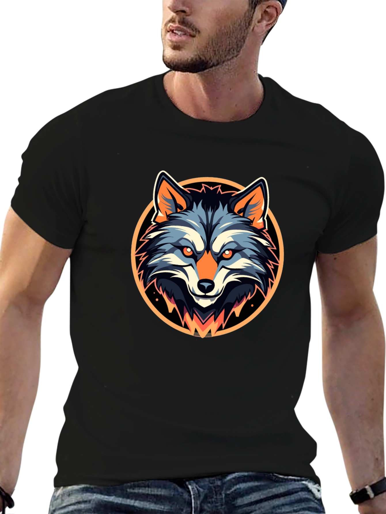 Cool Wolf Graphic Black T-Shirt
