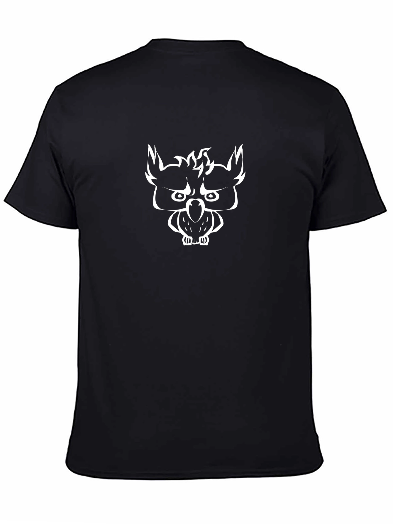 Mens Black T-Shirt - Cartoon Owl Design