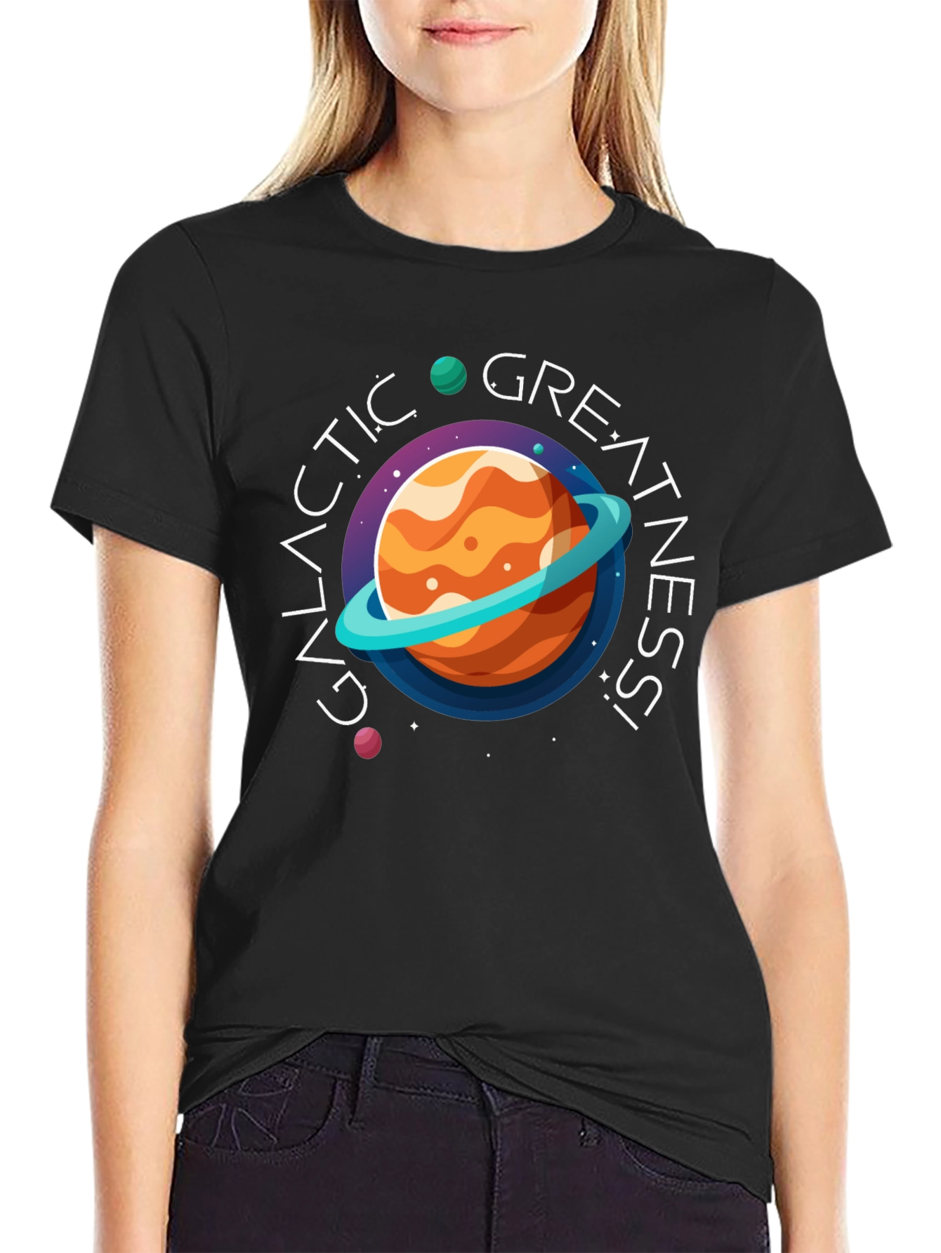Galactic Greatness Graphic Black T-Shirt