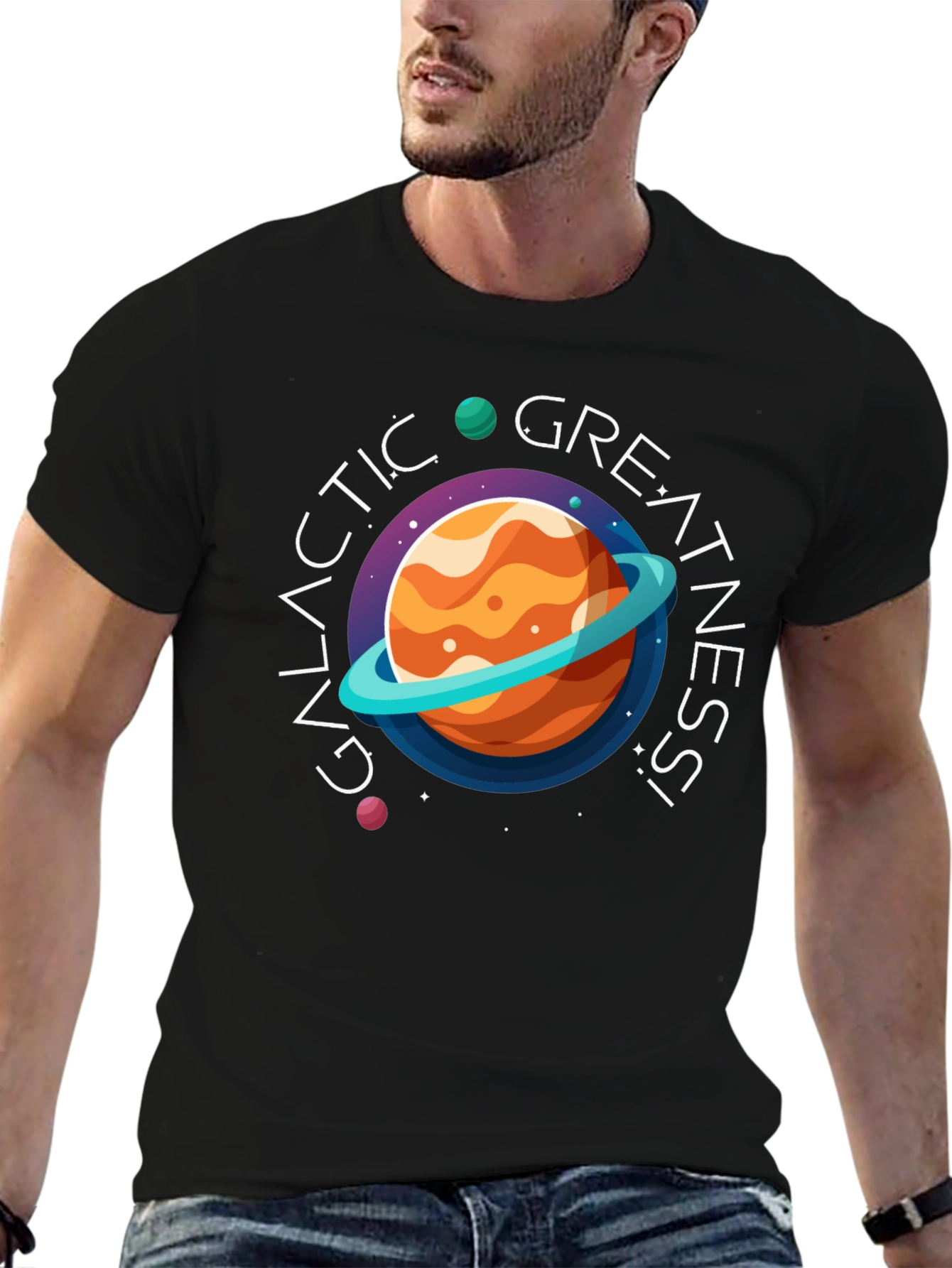 Galactic Greatness Graphic Black T-Shirt