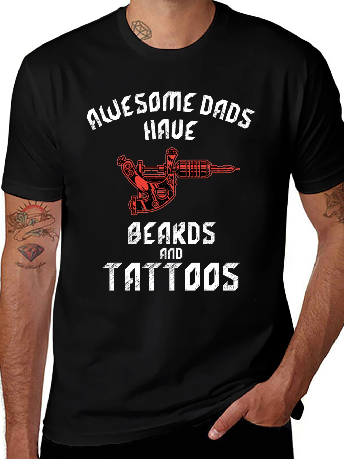 Awesome Dads T-Shirt - Beards and Tattoos