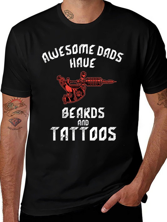 Awesome Dads T-Shirt - Beards and Tattoos