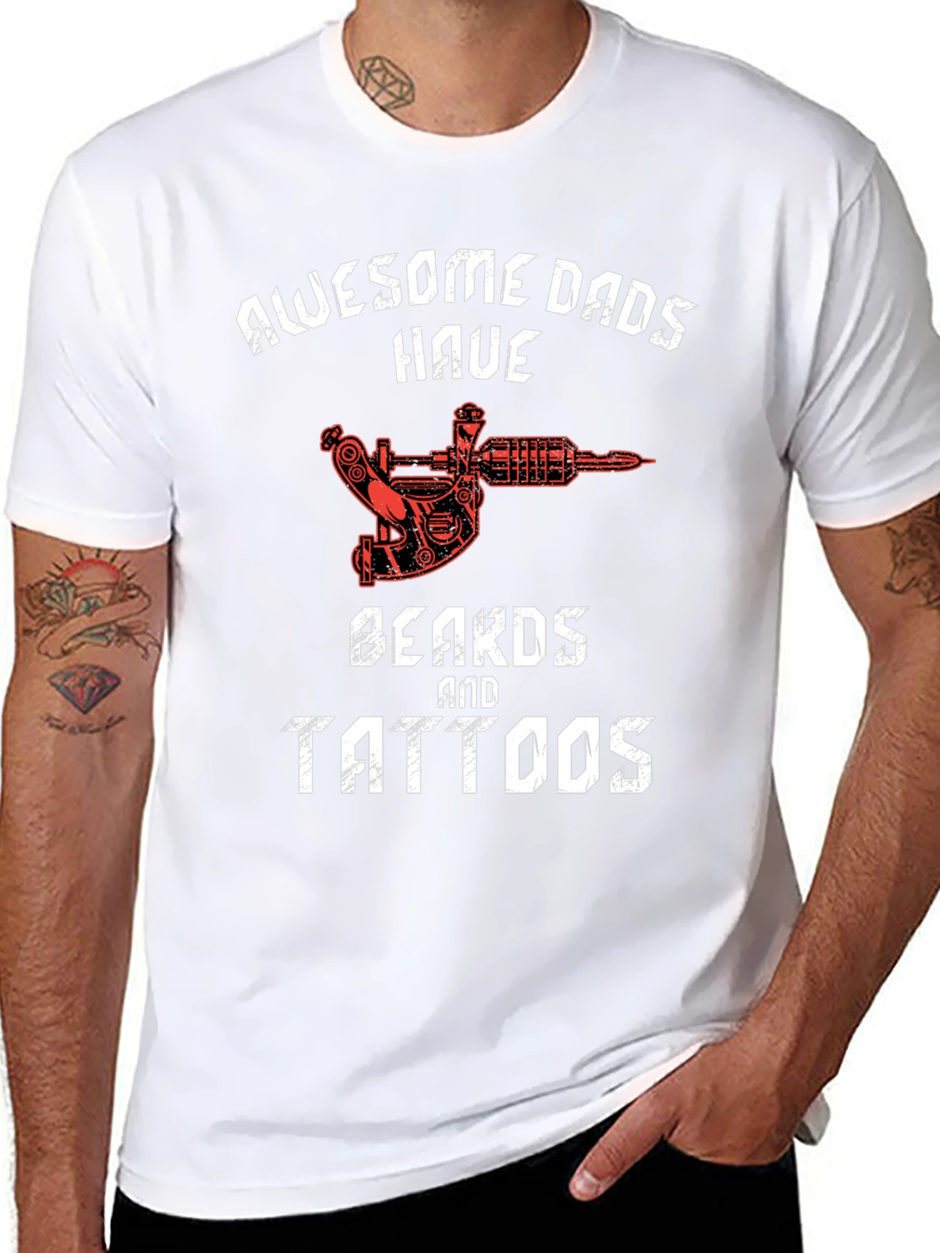 Awesome Dads T-Shirt - Beards and Tattoos
