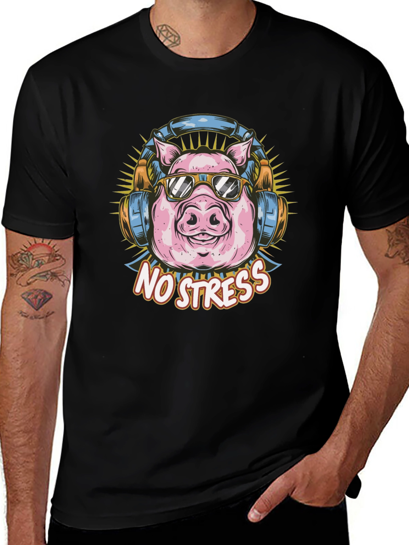 Cool Pig T-Shirt - No Stress Graphic Tee