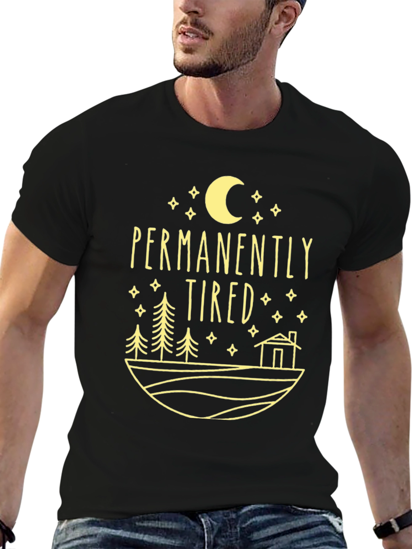 Permanently Tired Graphic Tee - Moon & Cabin Design
