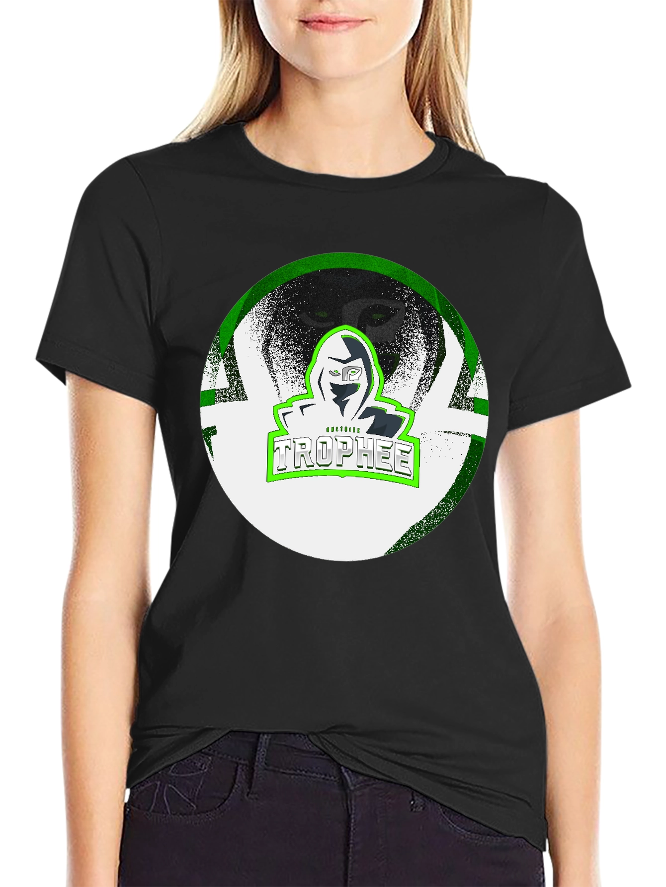 TROPHEE Graphic Print Black T-Shirt