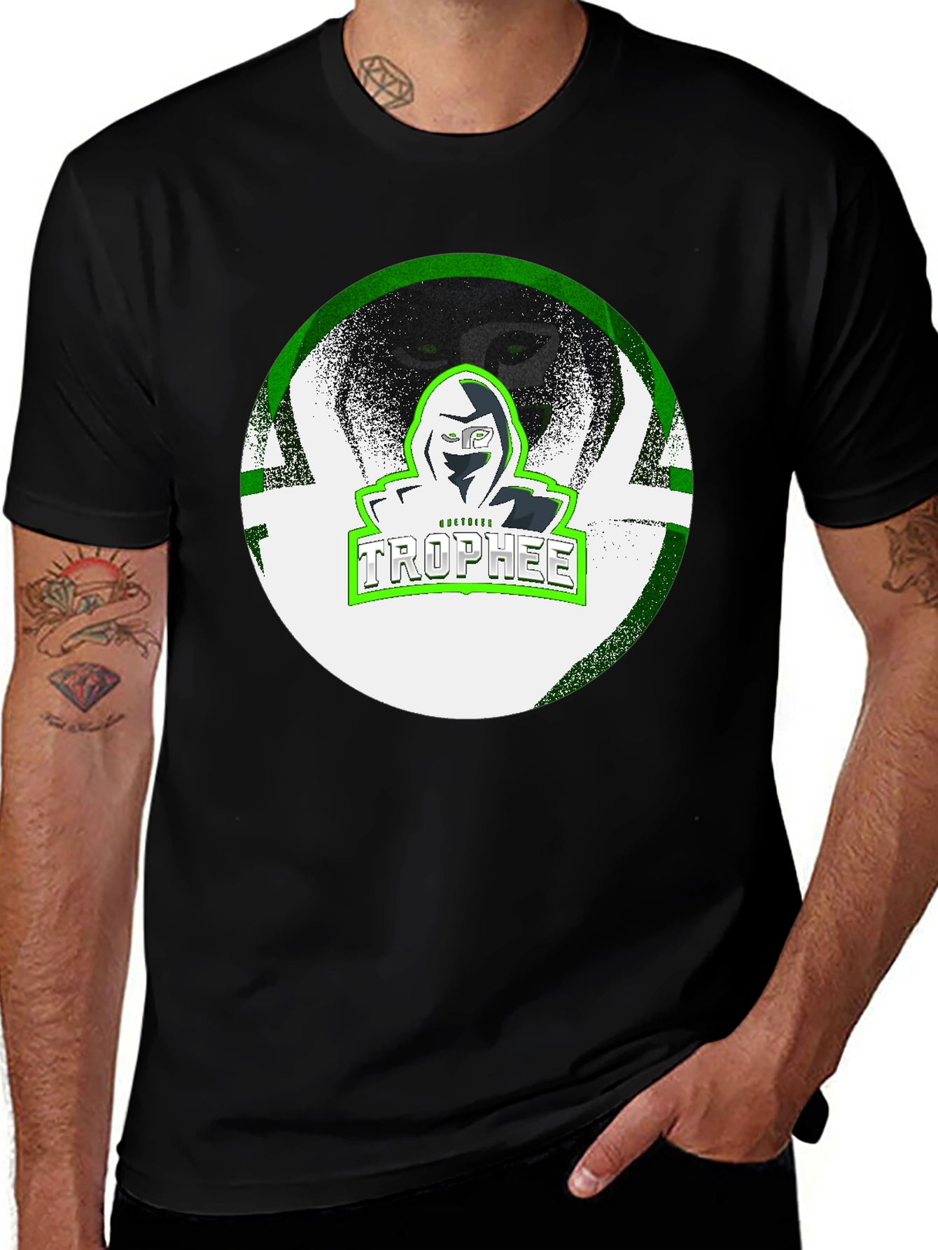 TROPHEE Graphic Print Black T-Shirt