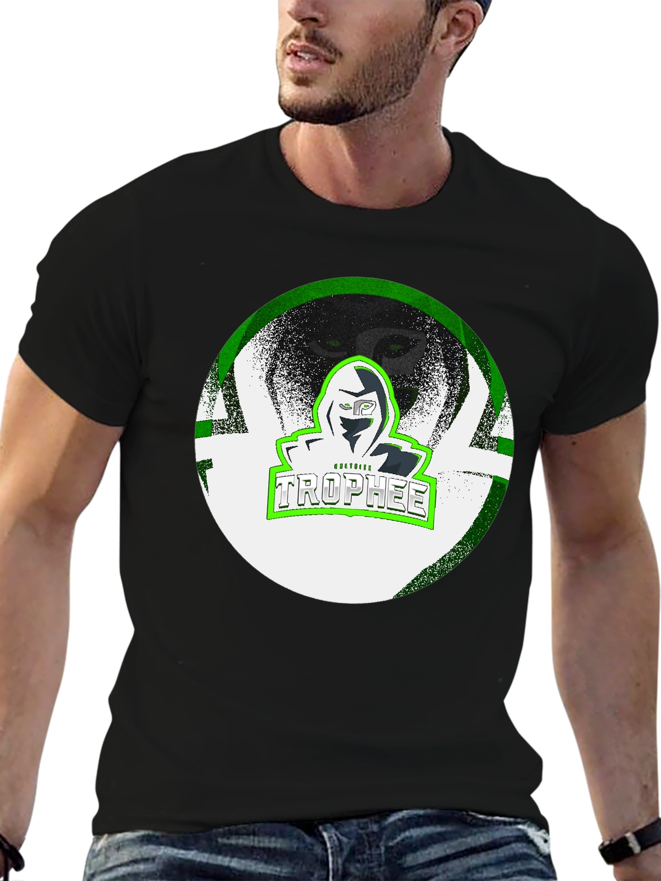 TROPHEE Graphic Print Black T-Shirt