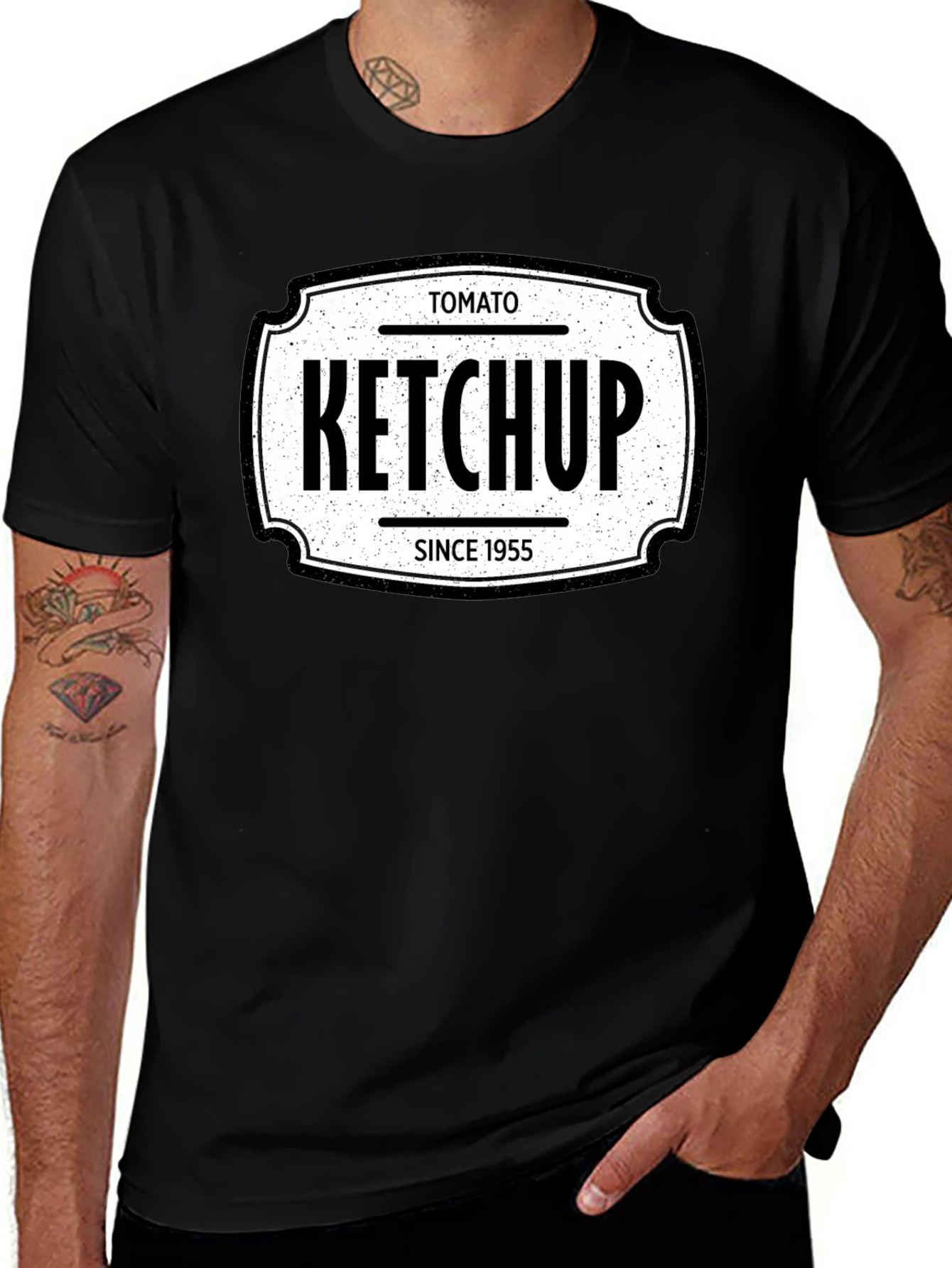 Retro Tomato Ketchup Since 1955 Black T-Shirt