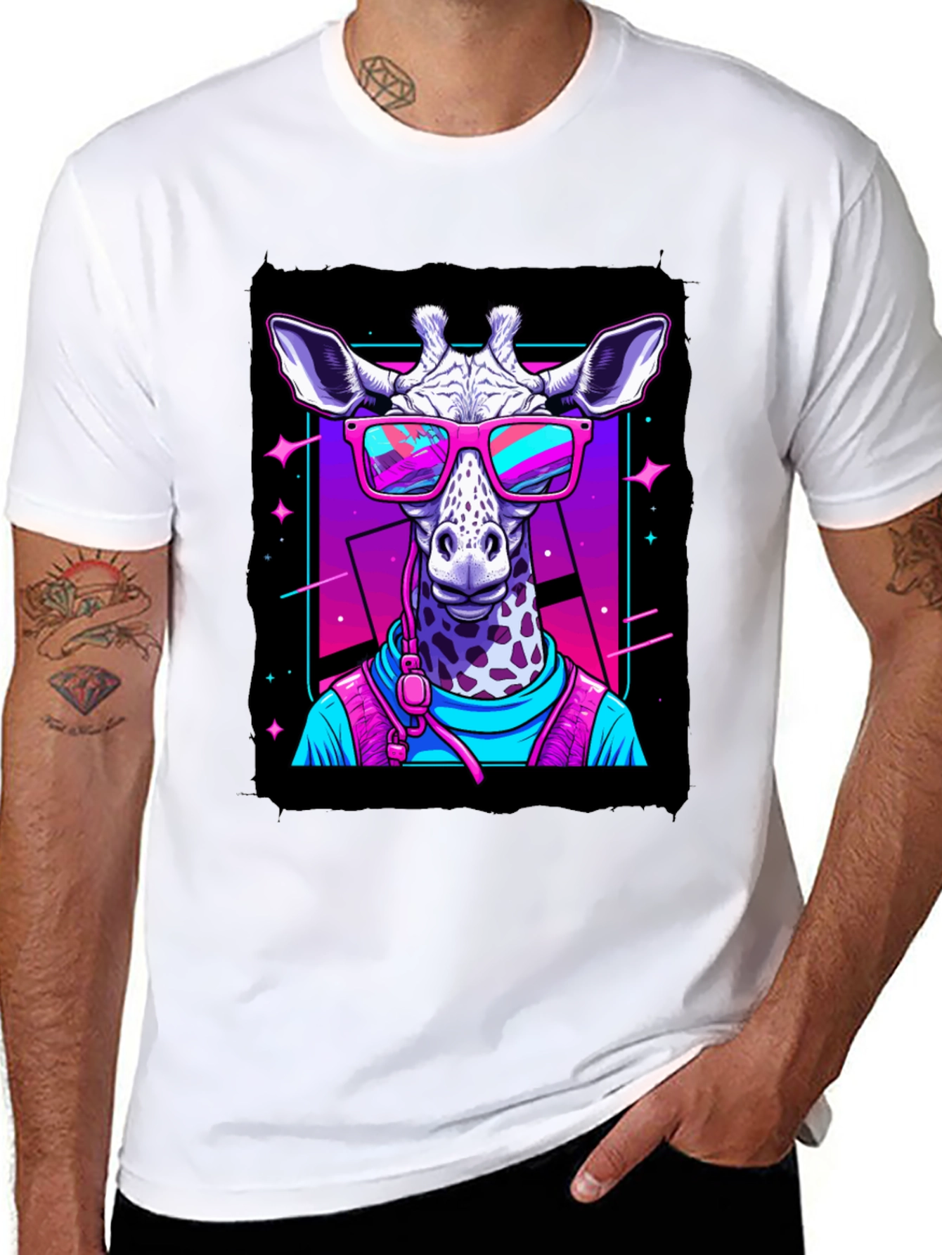 Giraffe in Sunglasses Graphic T-Shirt