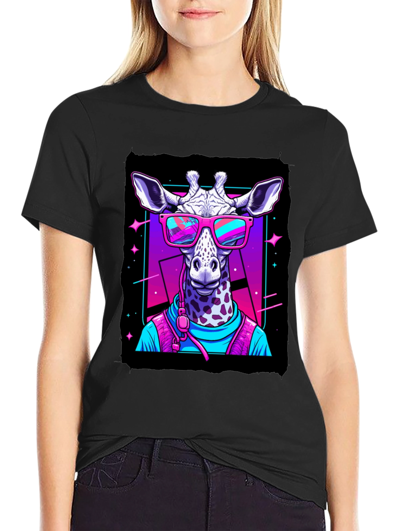 Giraffe in Sunglasses Graphic T-Shirt