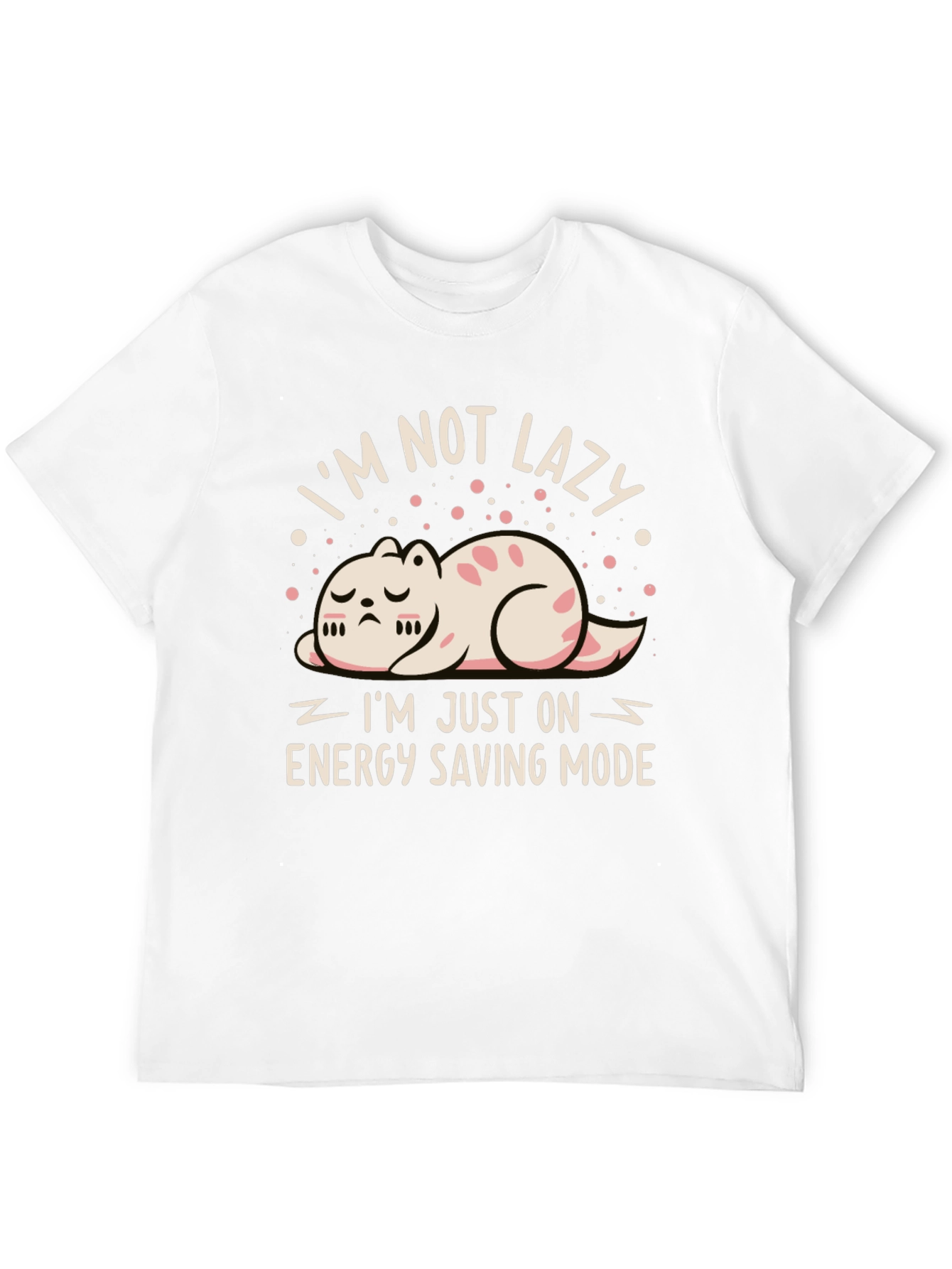 Funny Cat Energy Saving Mode Black T-Shirt
