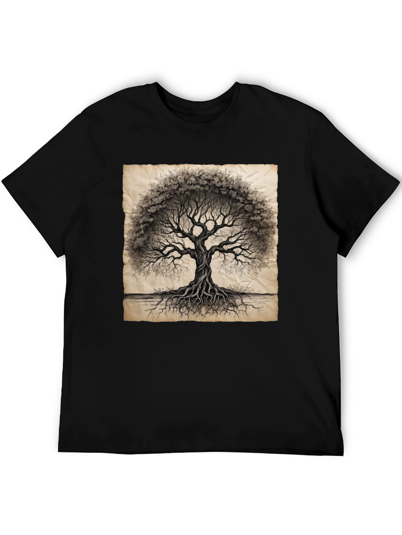 Tree of Life Graphic Tee - Black Cotton T-Shirt