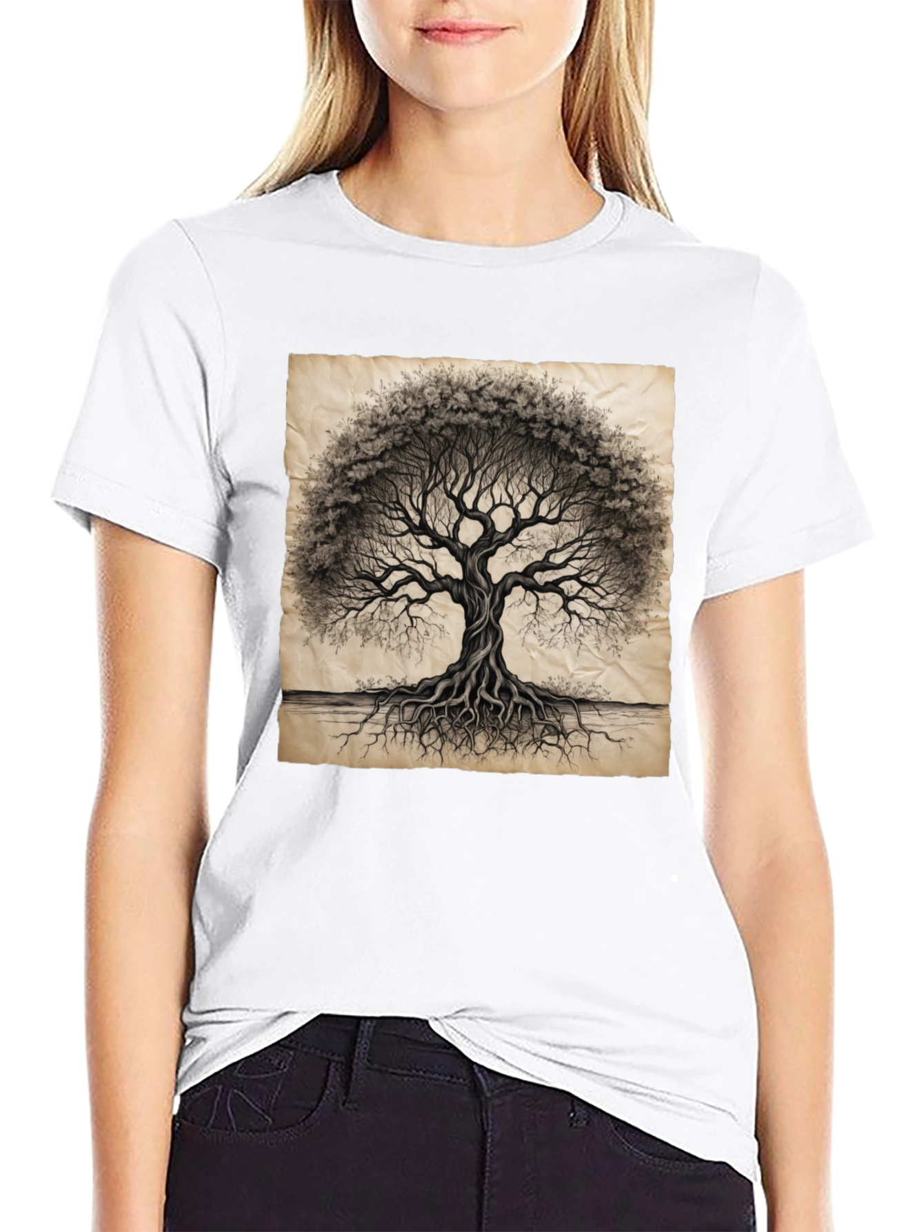Tree of Life Graphic Tee - Black Cotton T-Shirt