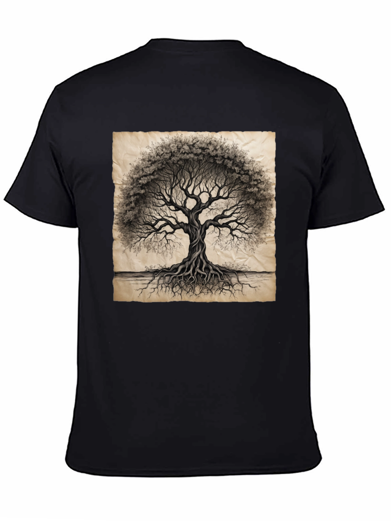 Tree of Life Graphic Tee - Black Cotton T-Shirt