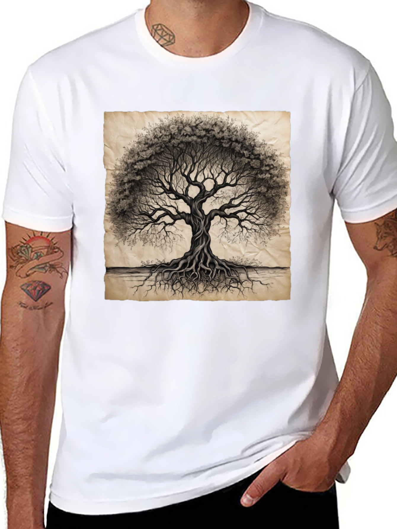 Tree of Life Graphic Tee - Black Cotton T-Shirt