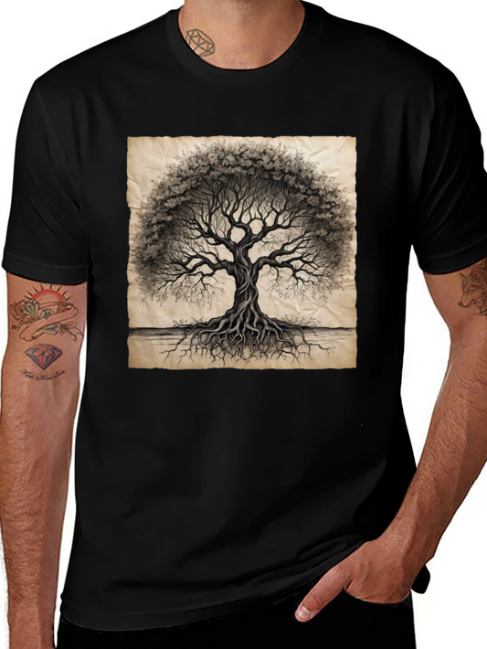 Tree of Life Graphic Tee - Black Cotton T-Shirt