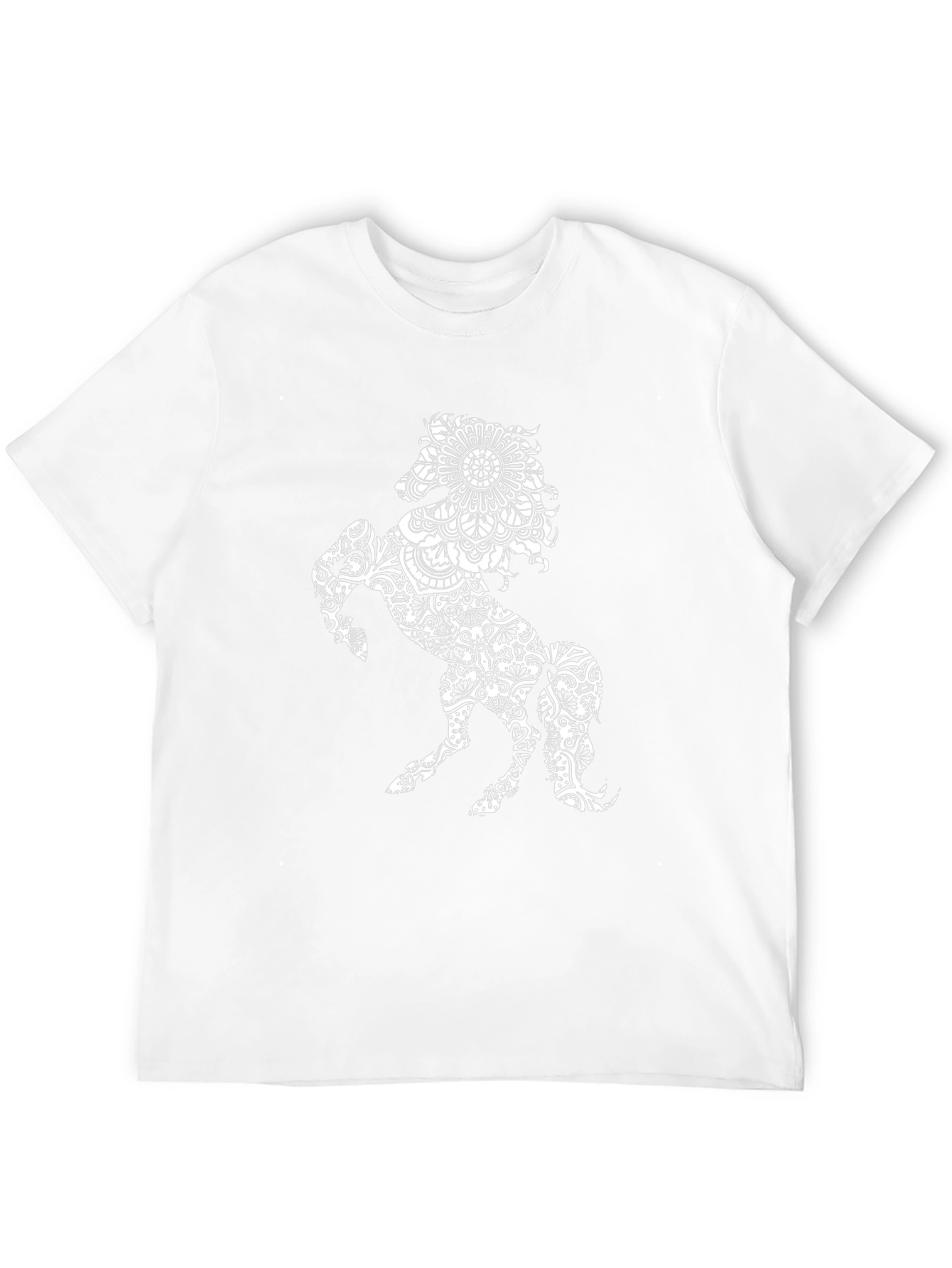 Black T-Shirt with Horse Mandala Print