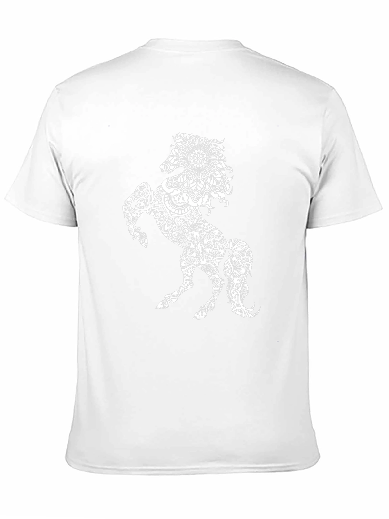 Black T-Shirt with Horse Mandala Print