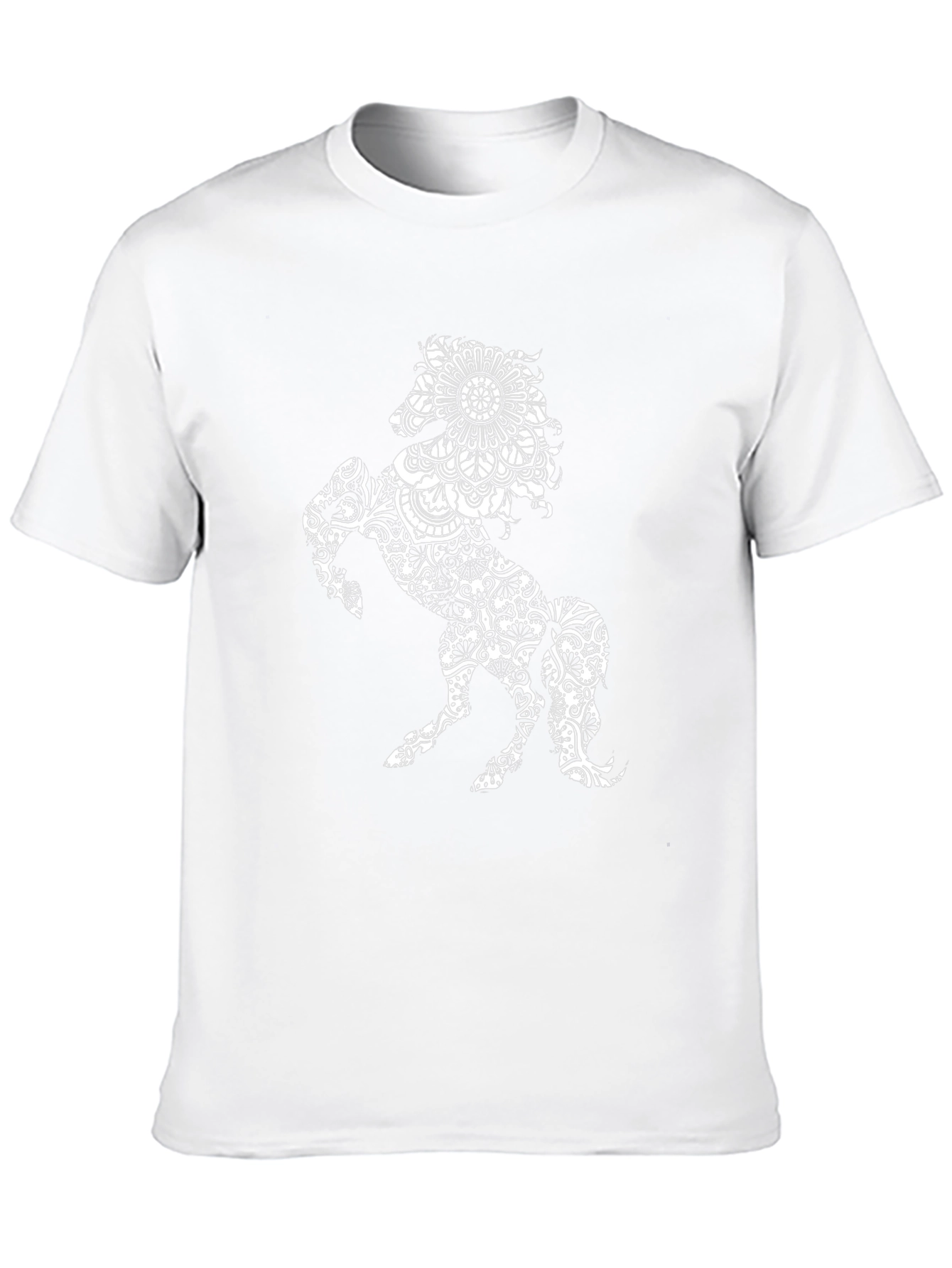 Black T-Shirt with Horse Mandala Print