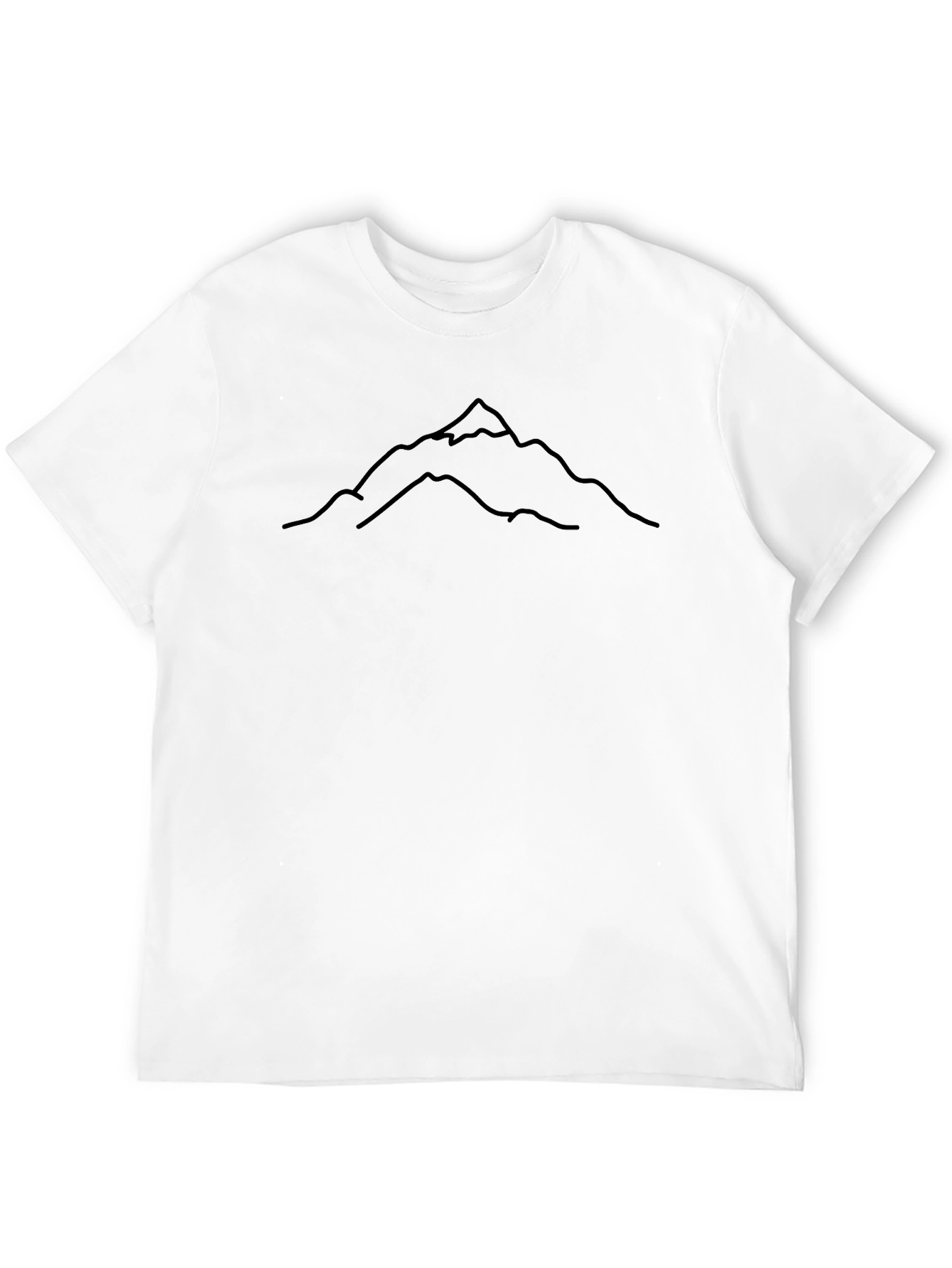 Mountain Outline Graphic Tee - Black Cotton Shirt