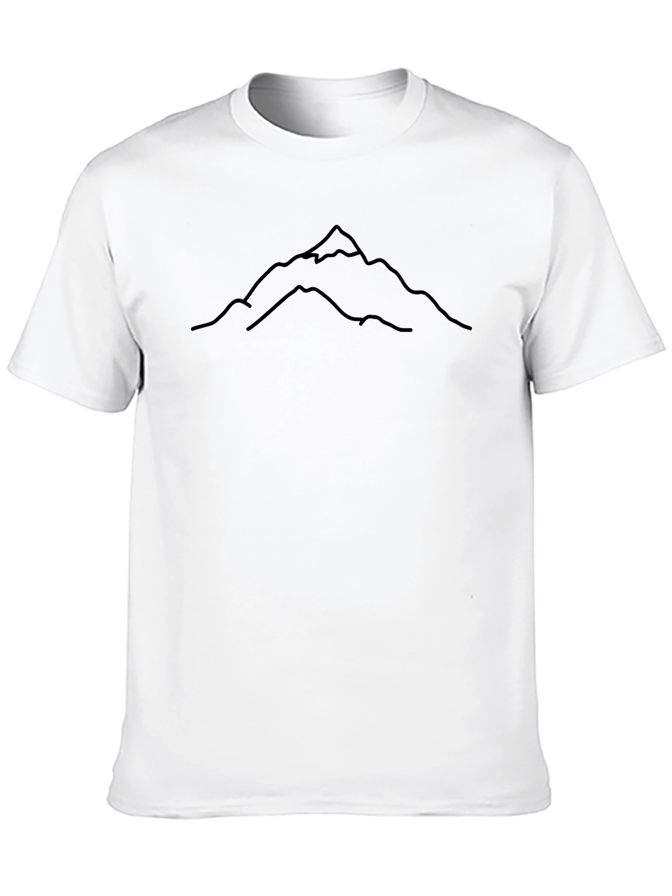 Mountain Outline Graphic Tee - Black Cotton Shirt