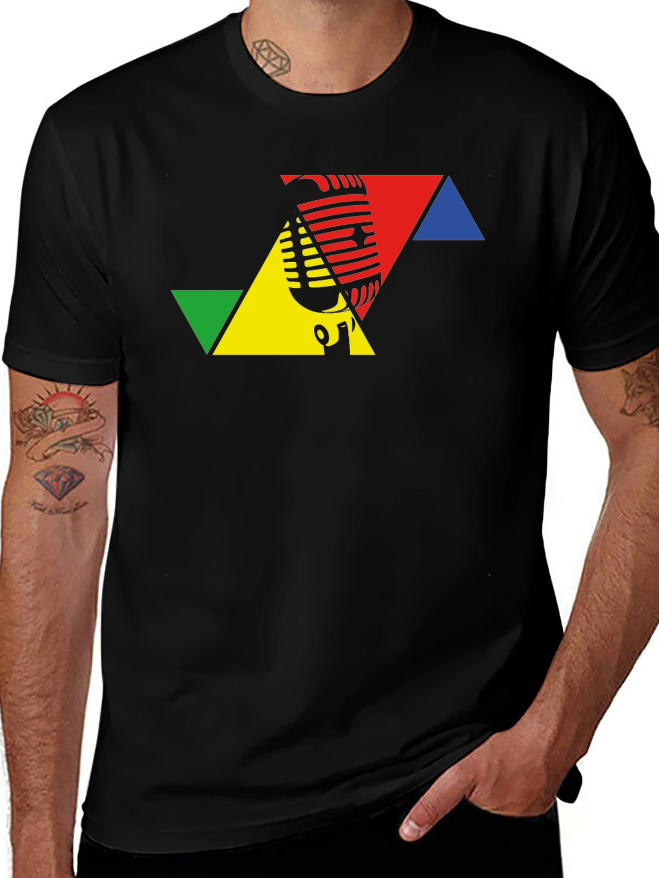 Retro Microphone Black T-Shirt