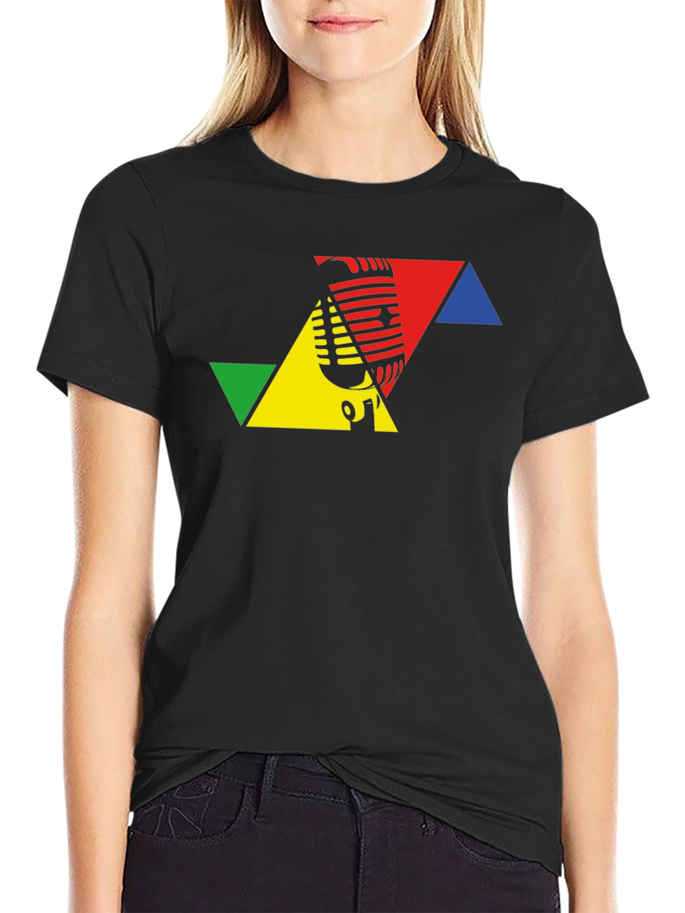 Retro Microphone Black T-Shirt