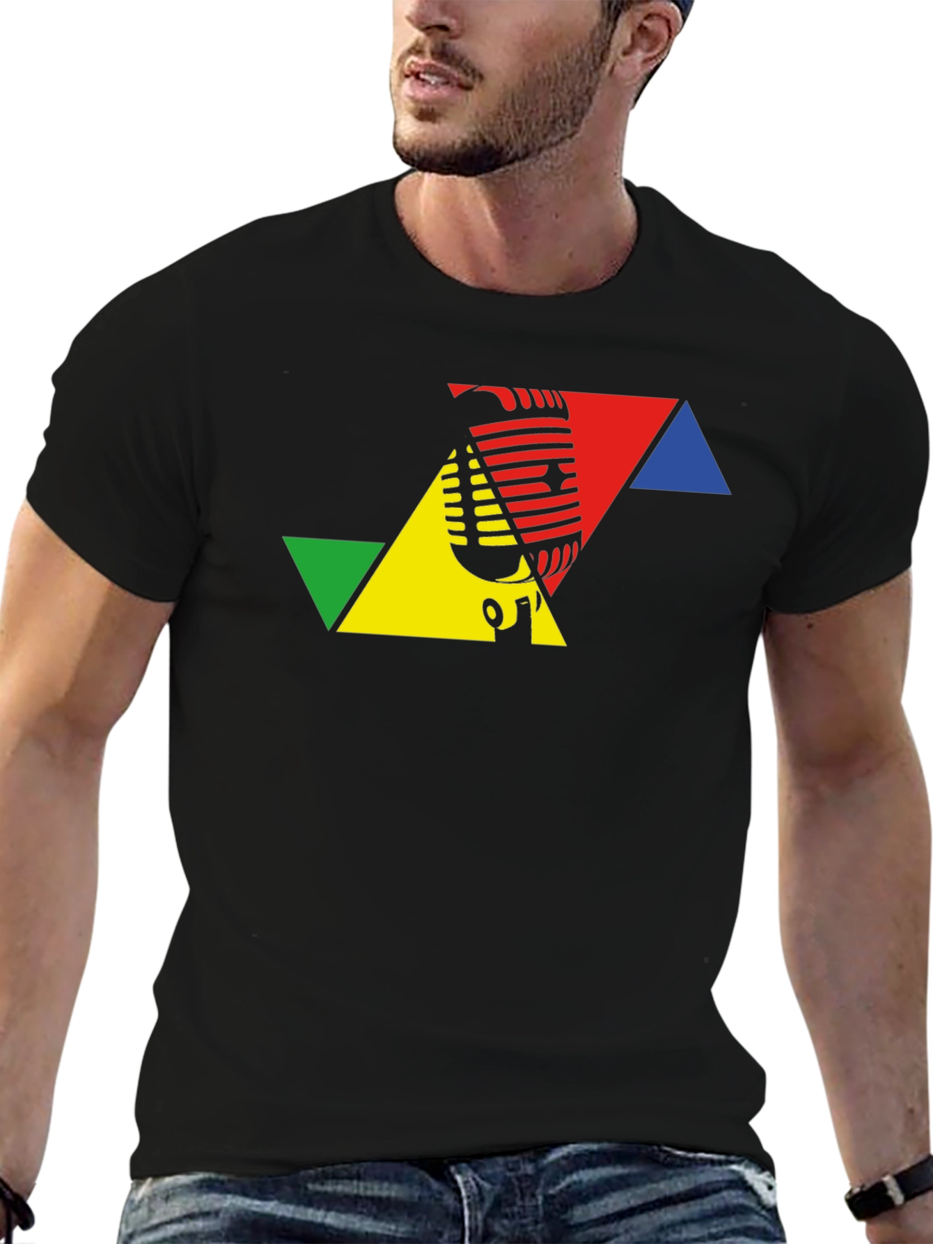 Retro Microphone Black T-Shirt