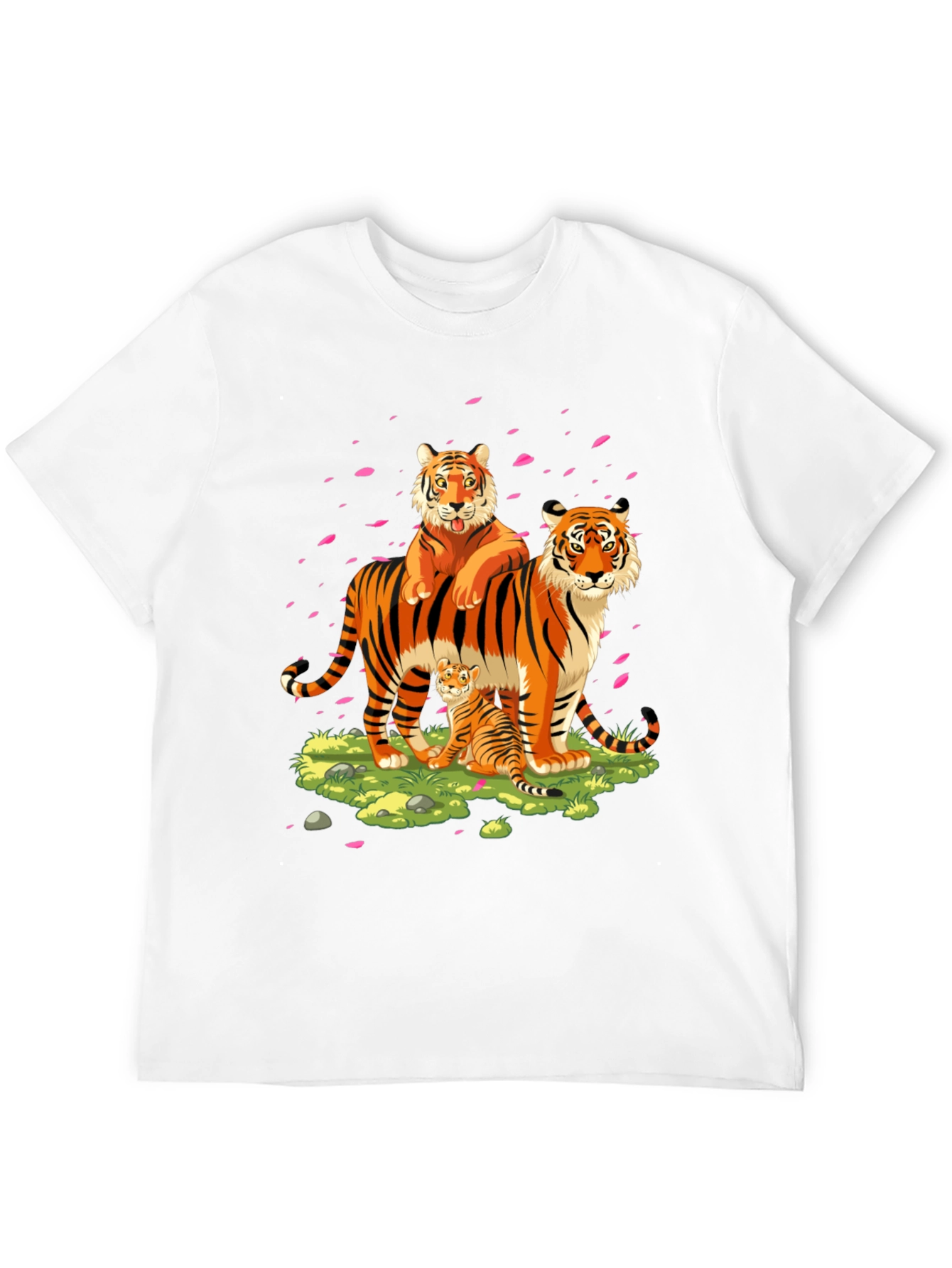 Tiger Family Graphic Print Black T-Shirt