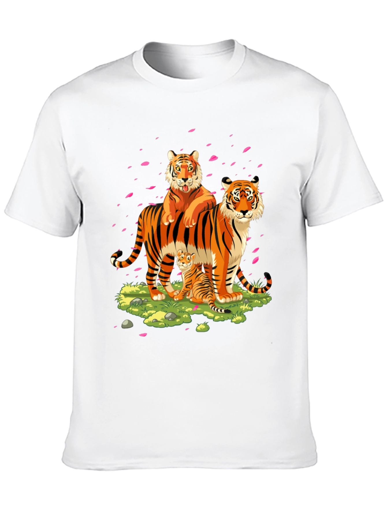 Tiger Family Graphic Print Black T-Shirt