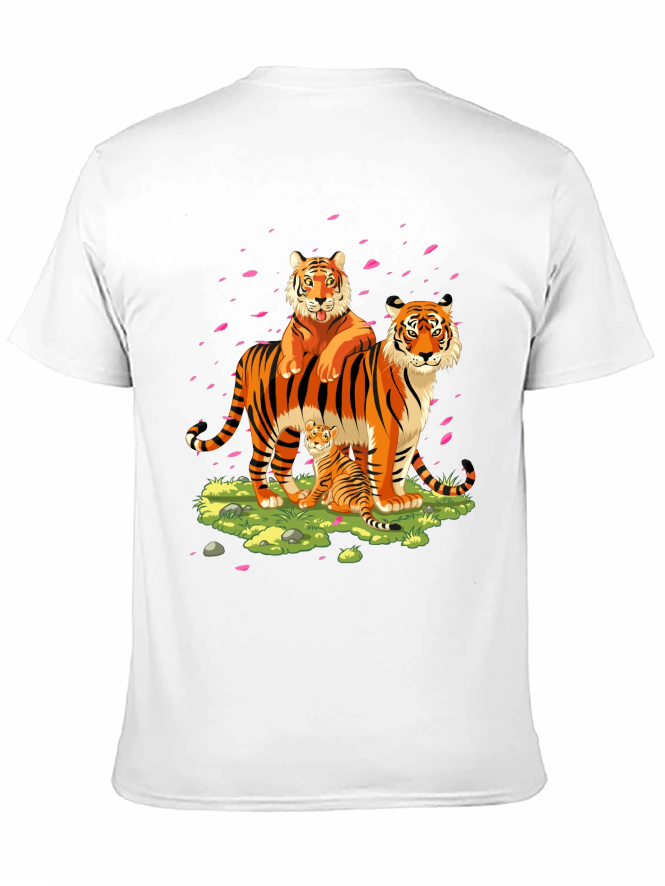 Tiger Family Graphic Print Black T-Shirt