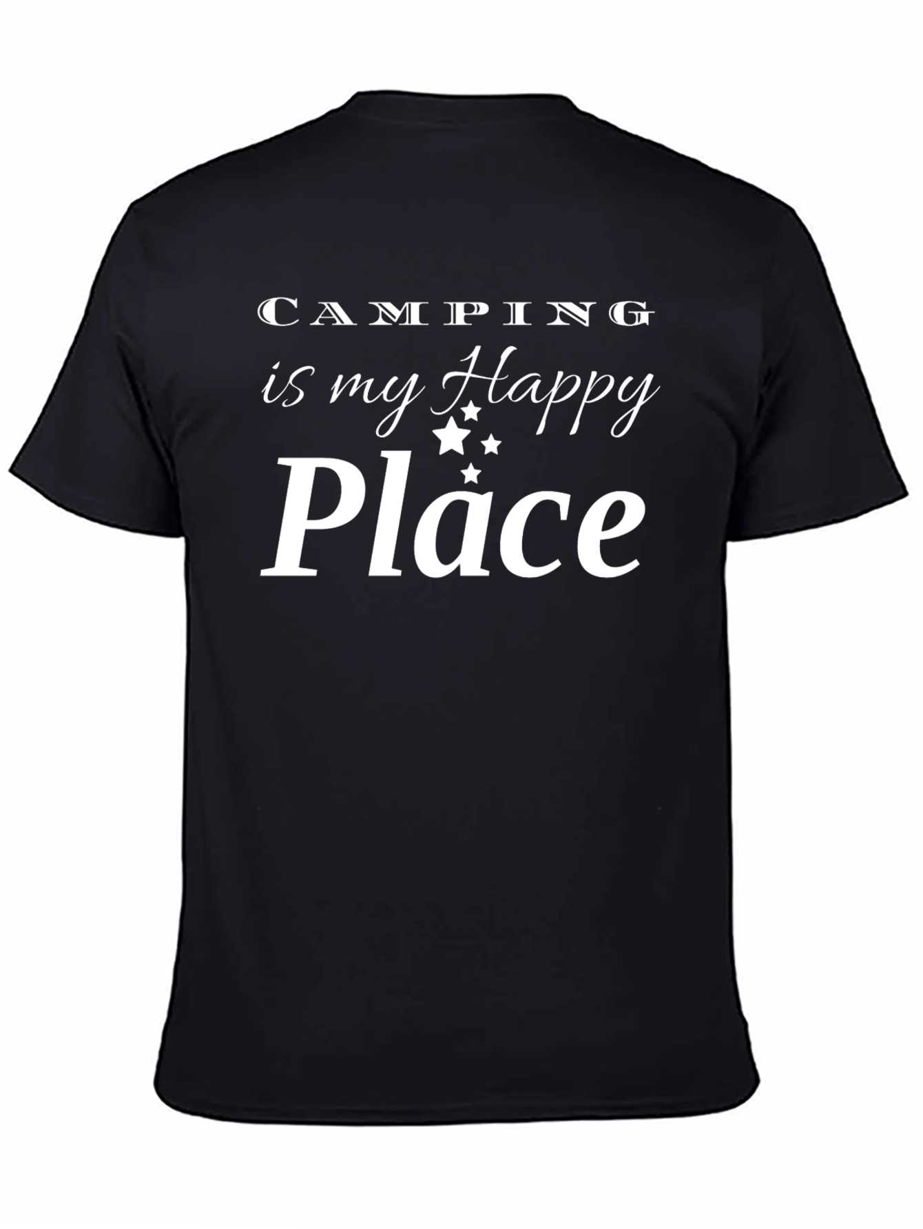 Camping is My Happy Place Black Graphic Tee