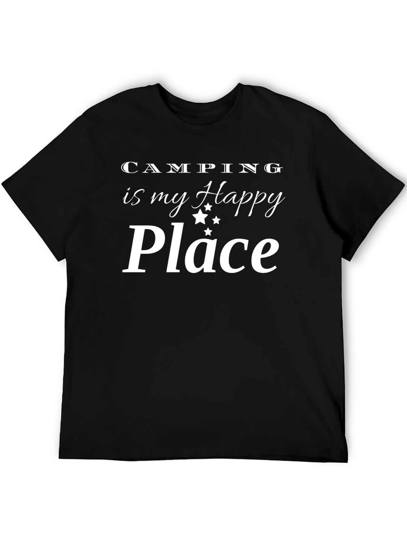 Camping is My Happy Place Black Graphic Tee