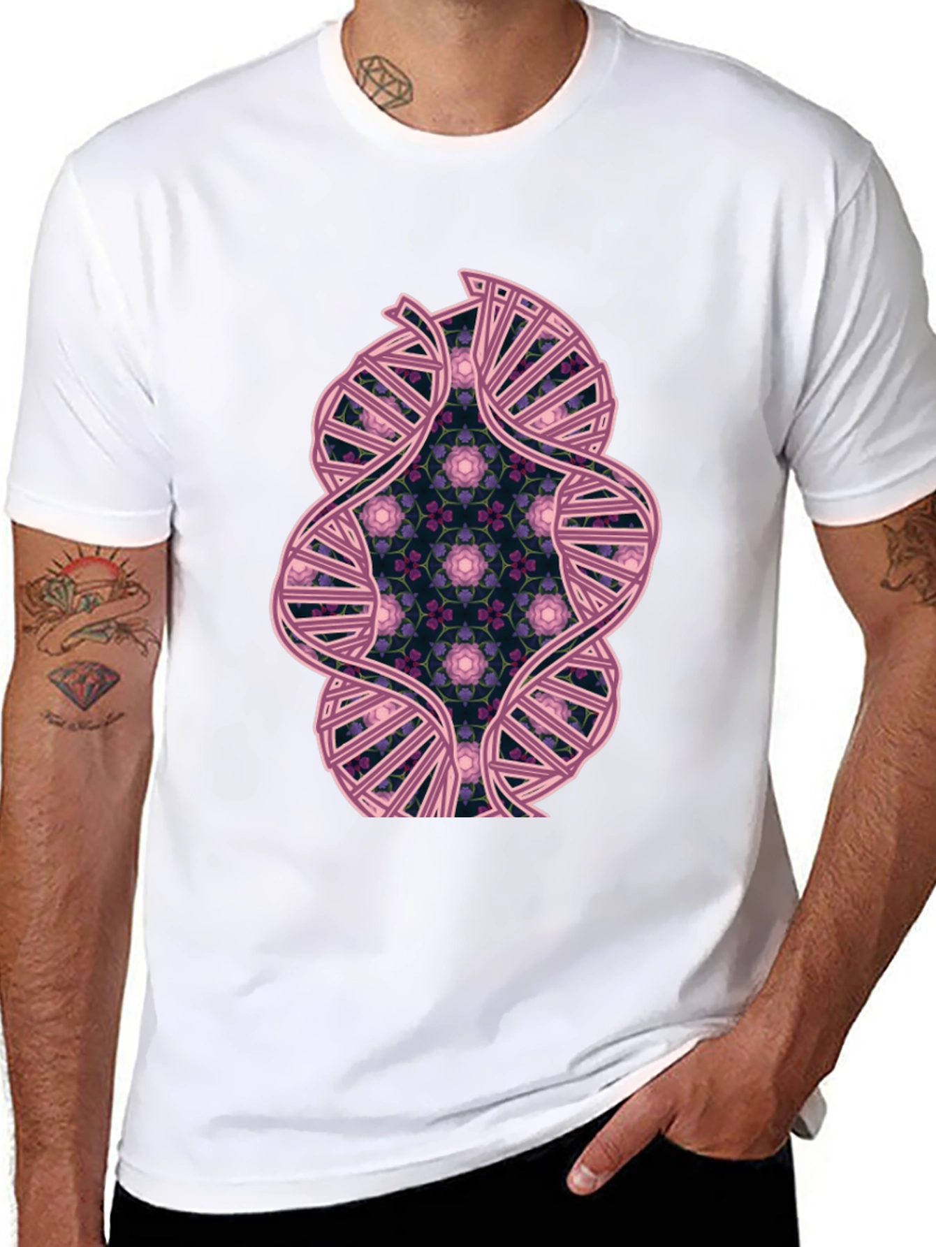 DNA Floral Graphic Black T-Shirt