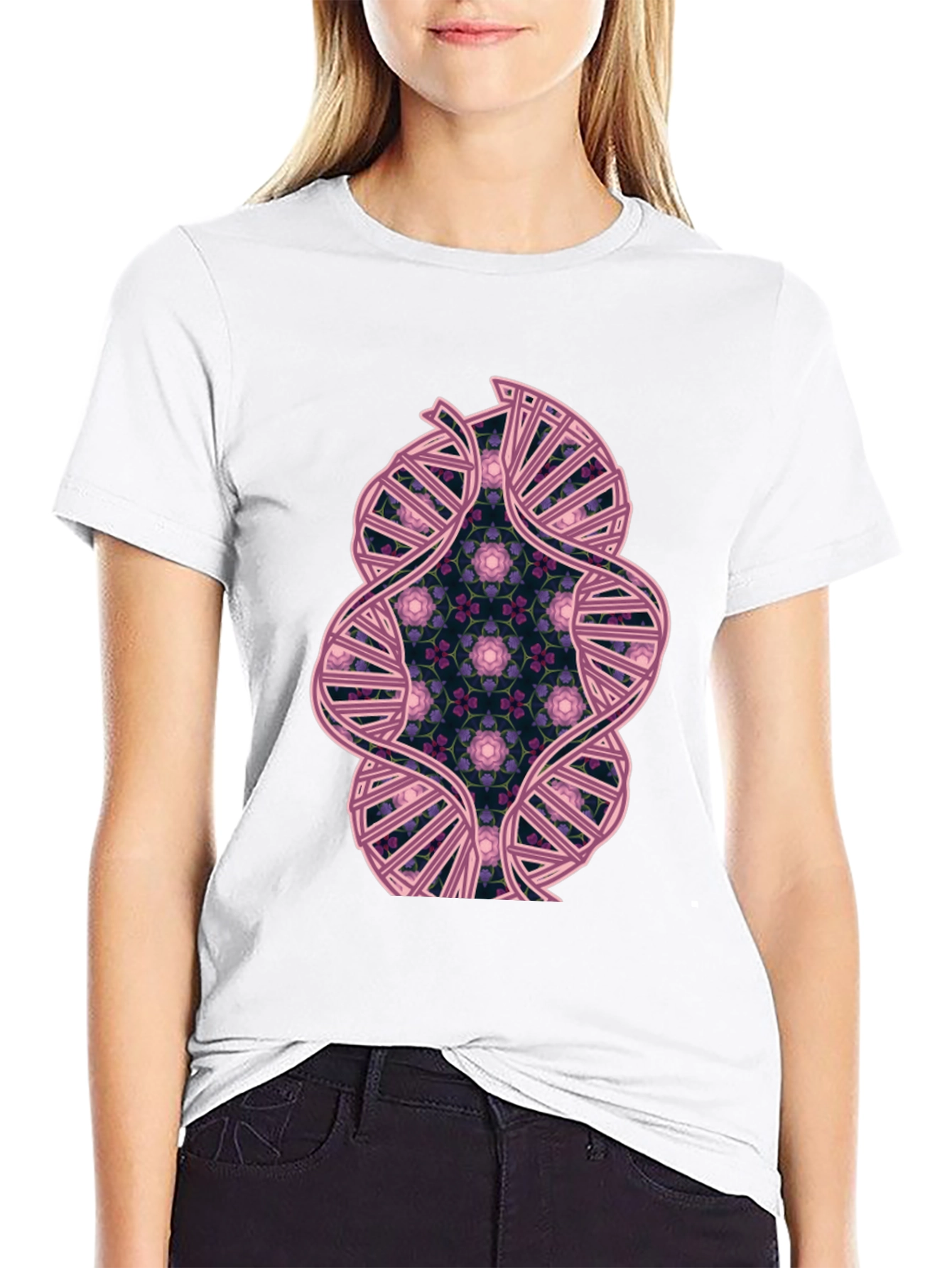DNA Floral Graphic Black T-Shirt