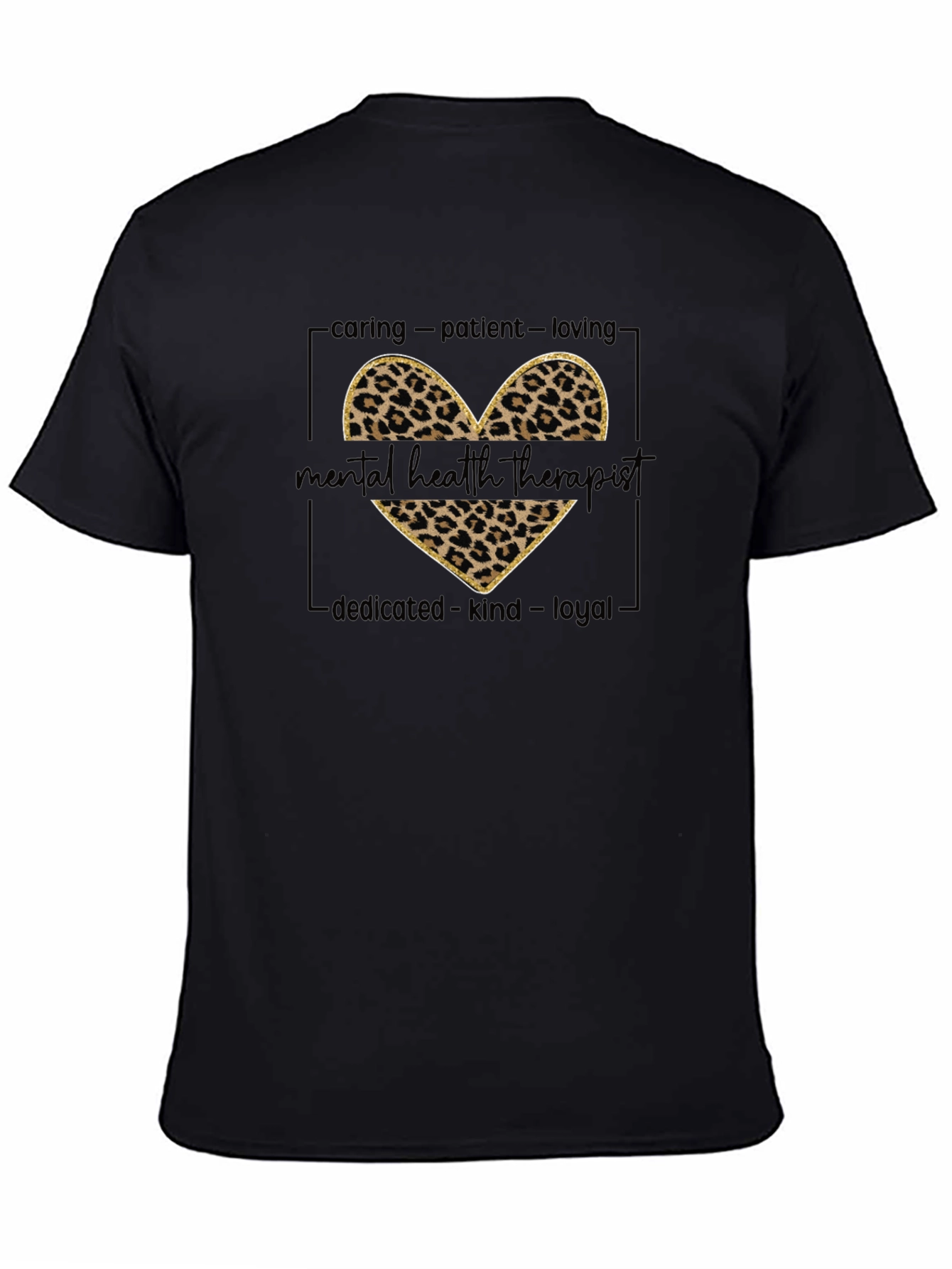 Mental Health Therapist Leopard Print Heart T-Shirt