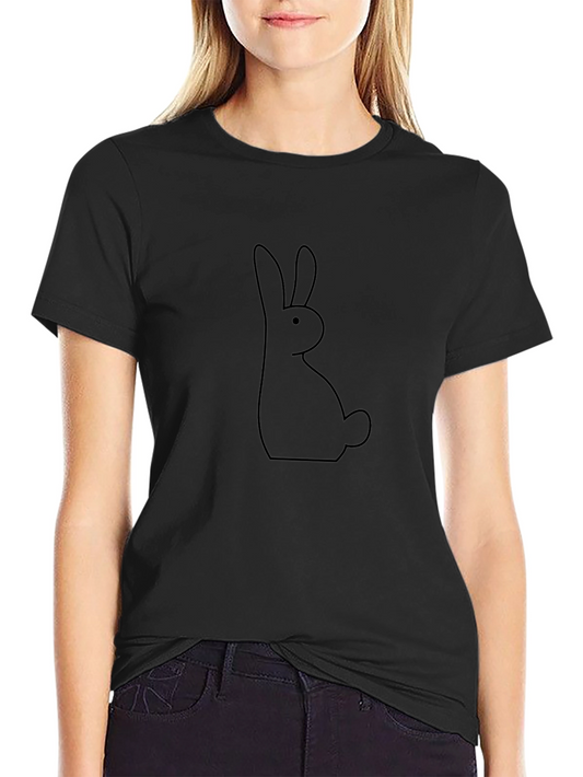 Black T-Shirt with Minimalist Rabbit Design