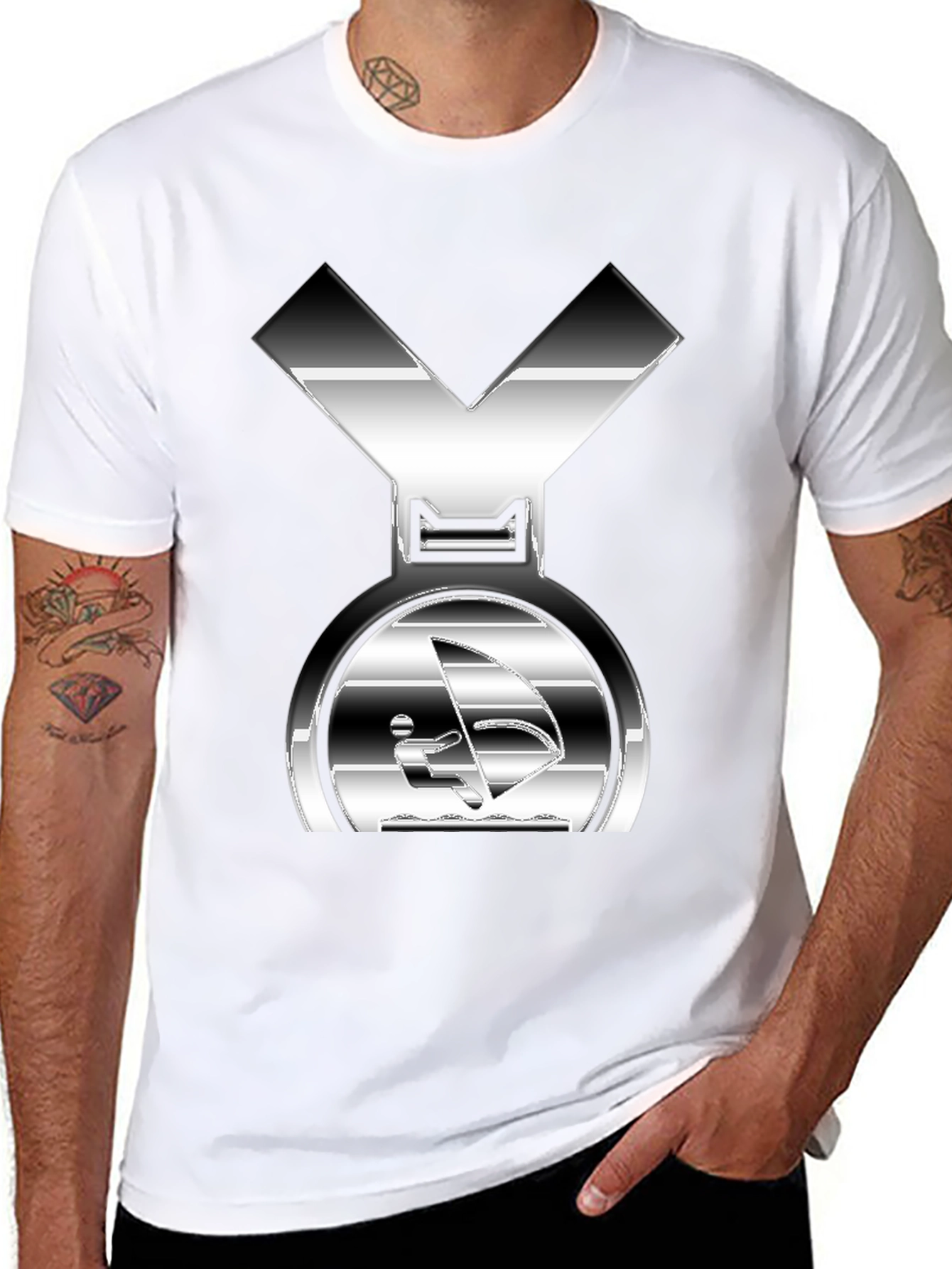 Silver Windsurfing Graphic T-Shirt