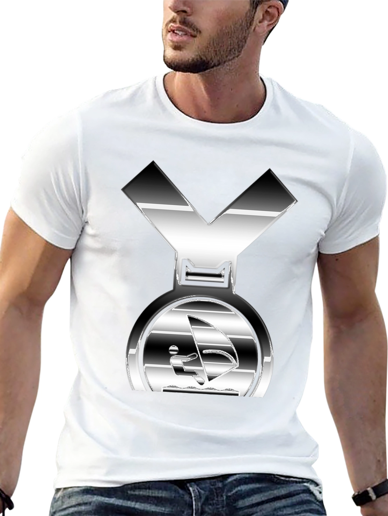 Silver Windsurfing Graphic T-Shirt