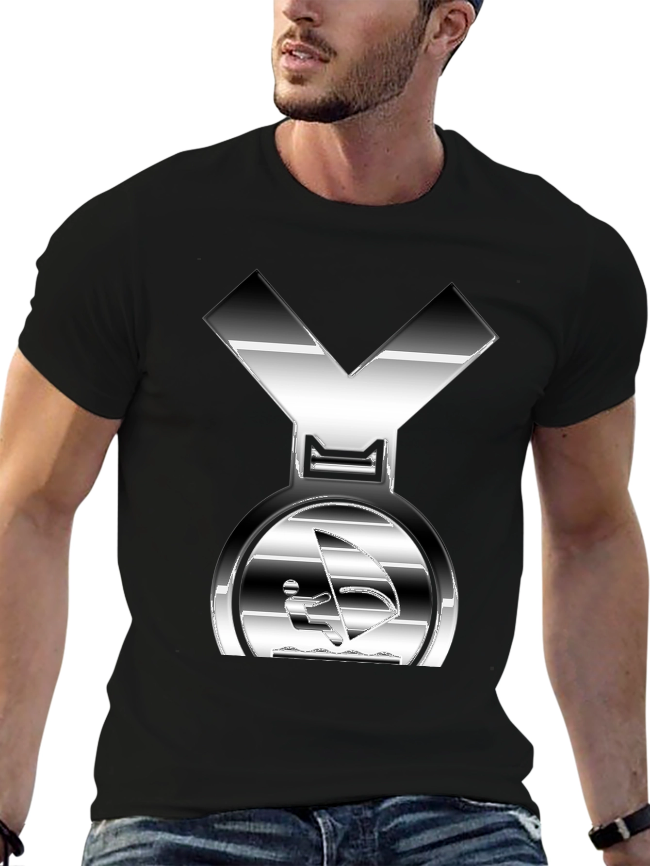 Silver Windsurfing Graphic T-Shirt