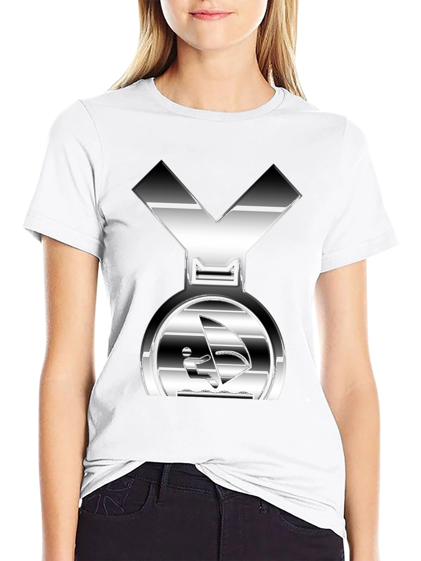 Silver Windsurfing Graphic T-Shirt