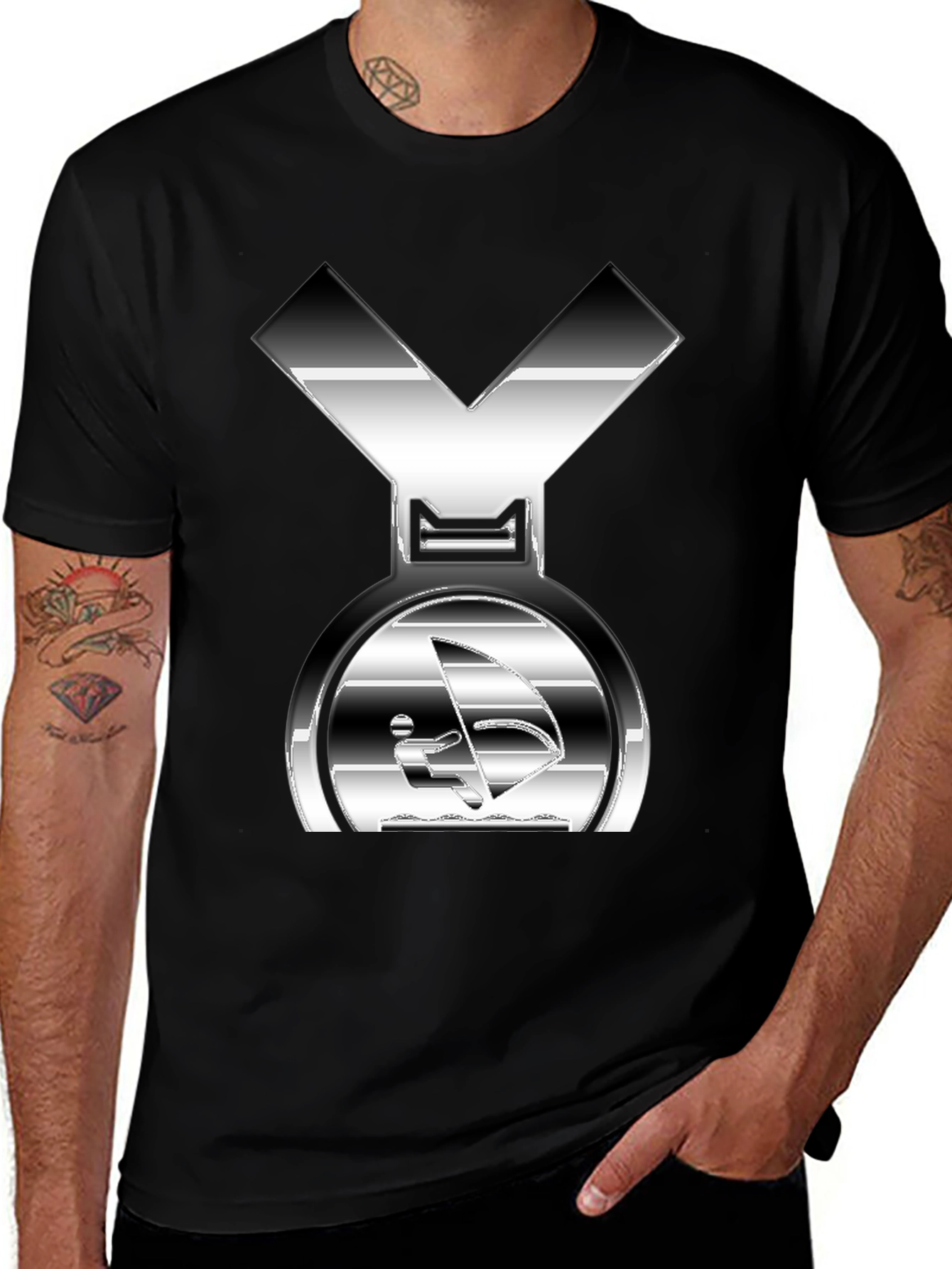 Silver Windsurfing Graphic T-Shirt