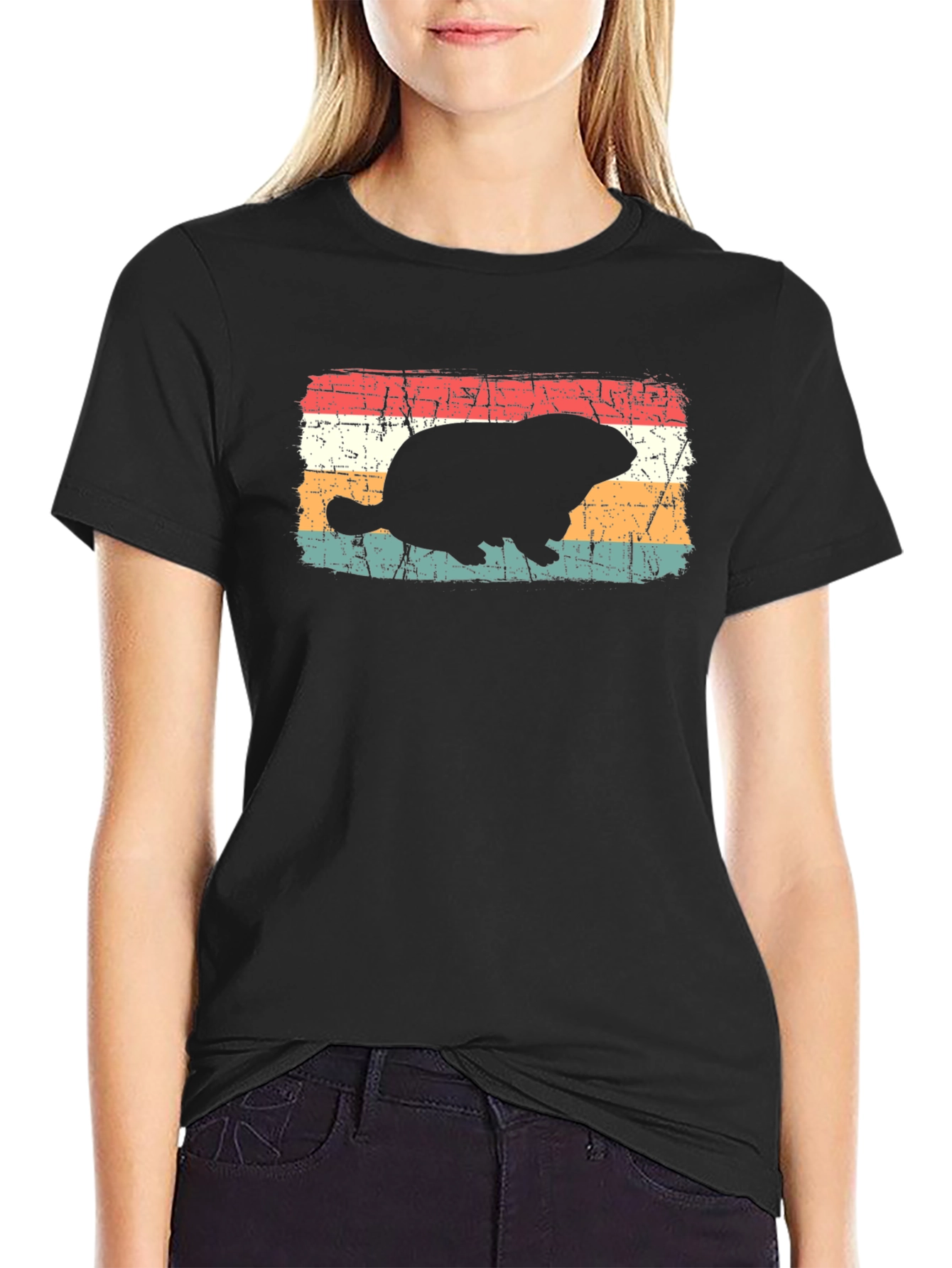 Retro Beaver T-Shirt - Distressed Graphic Tee