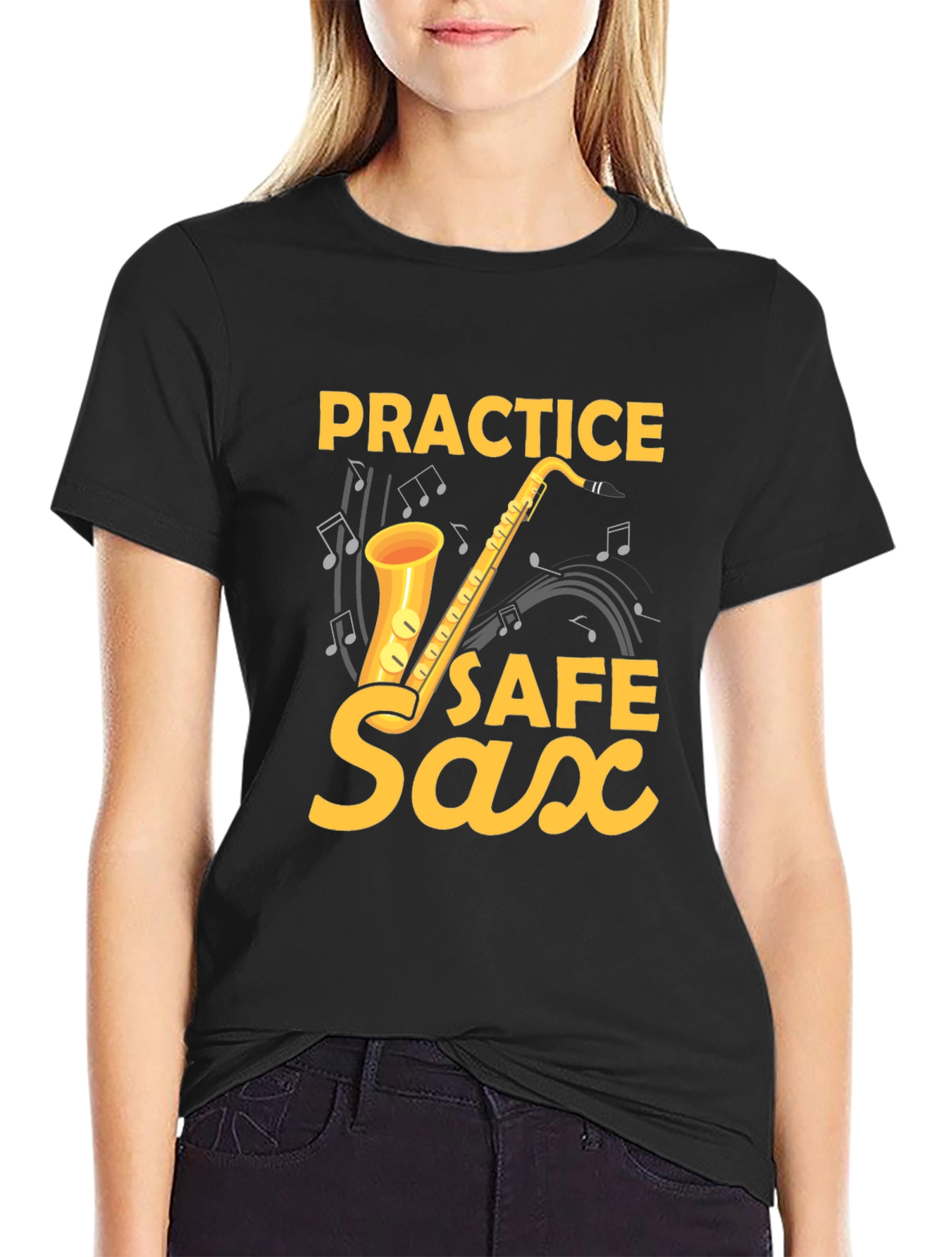 Practice Safe Saxophone T-Shirt - Music Lover Tee