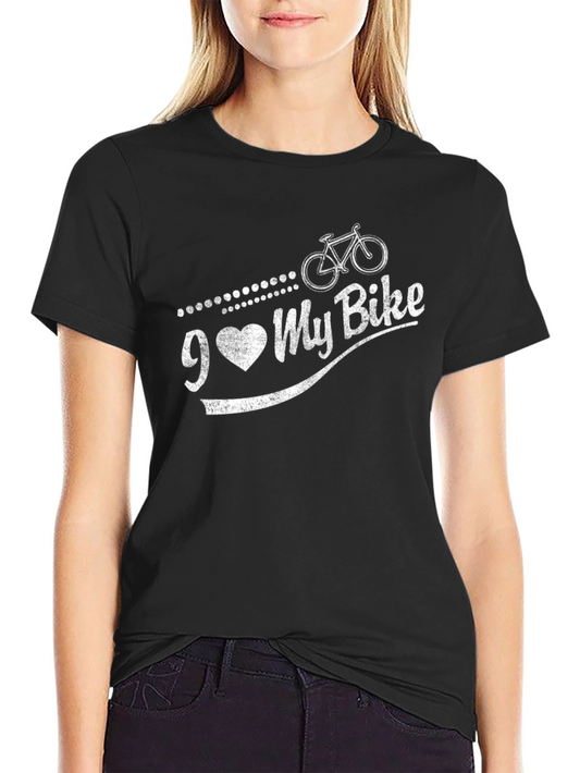I Love My Bike Graphic Tee - Black Cotton Casual Shirt