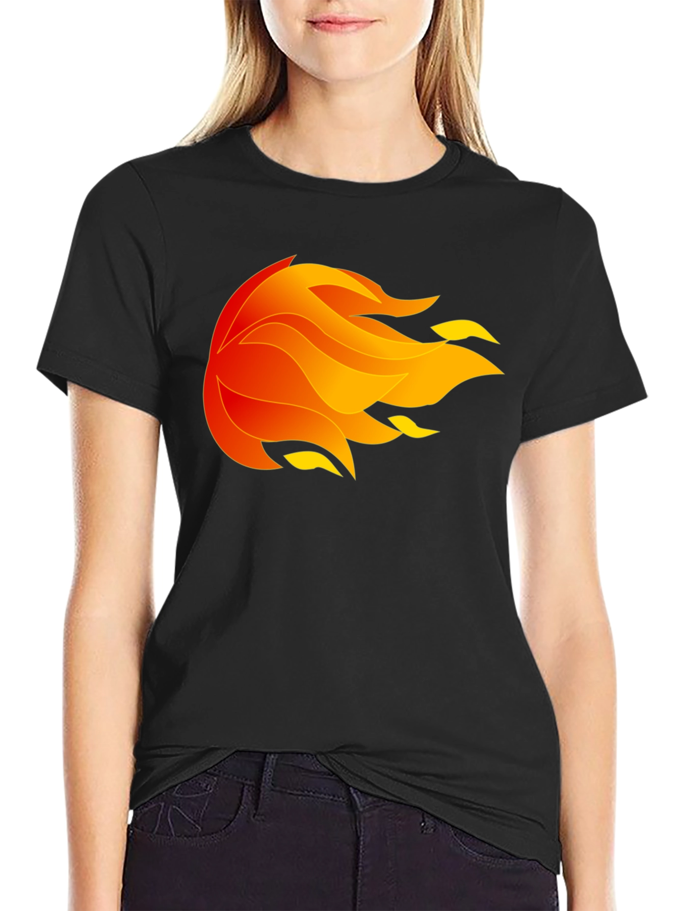 Fiery Orb Graphic Black T-Shirt