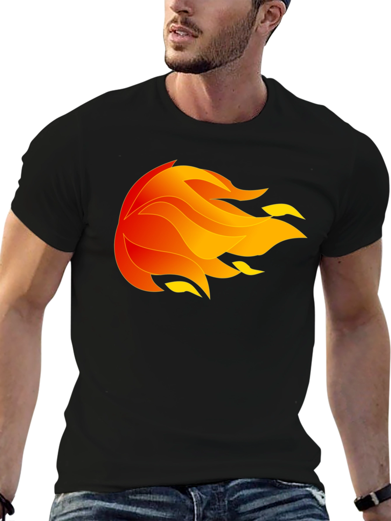 Fiery Orb Graphic Black T-Shirt