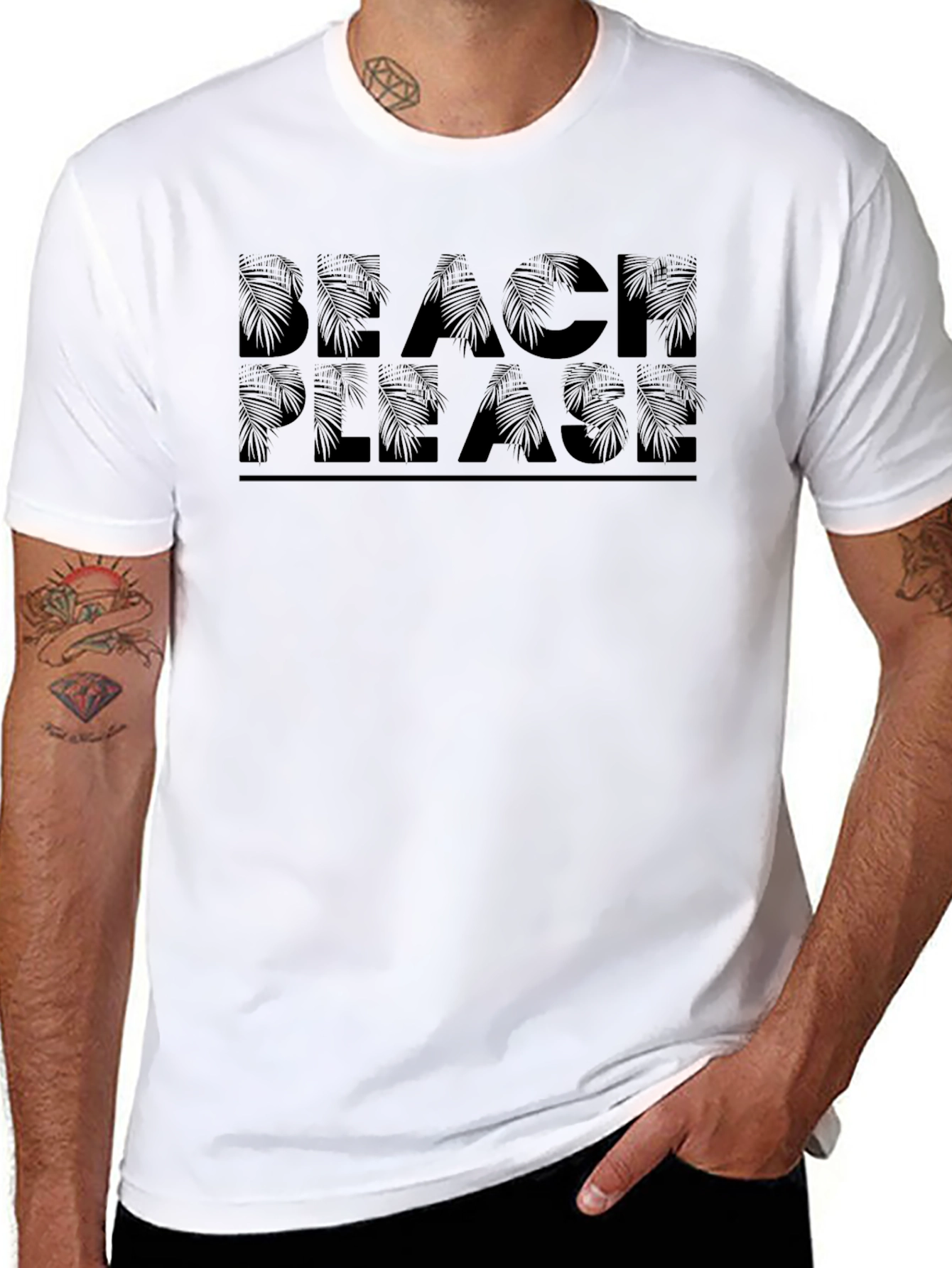 Beach Please Graphic Tee - Tropical Design