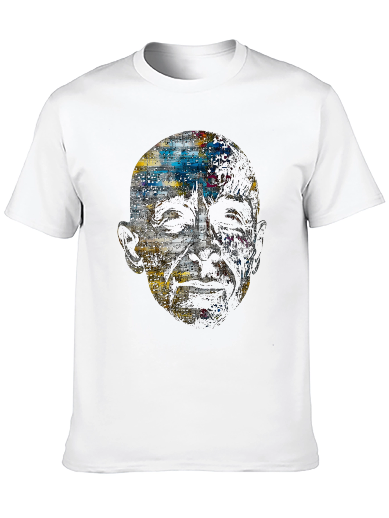 Artistic Face Print Black T-Shirt